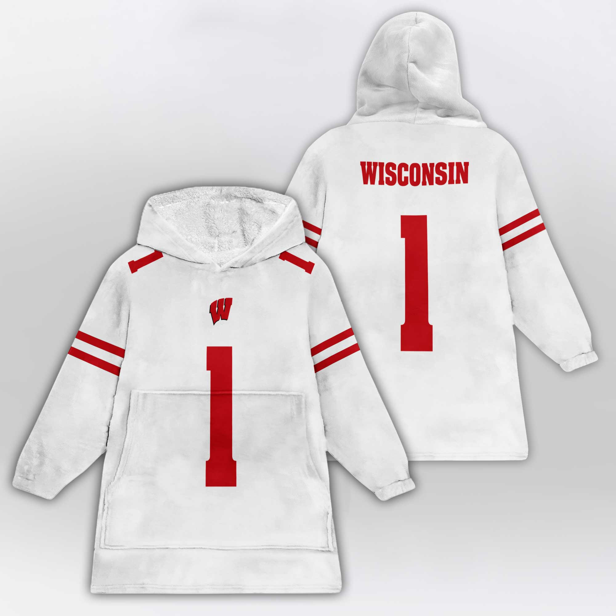 Adult #1 Wisconsin Football Unisex Blanket Hoodie