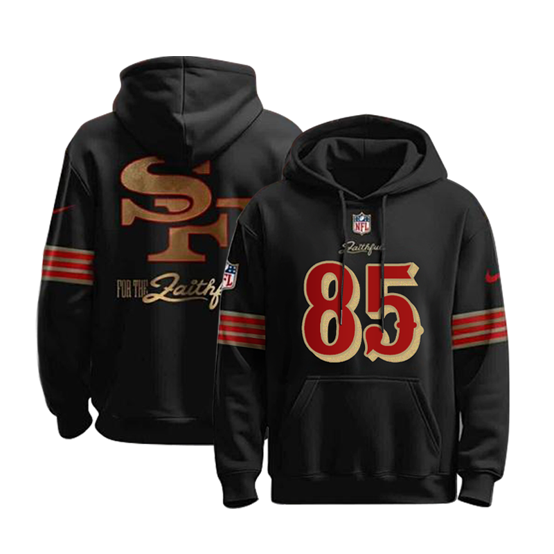 Men's San Francisco 49ers 49ers #85 George Kittle Black Stitched Hoodie