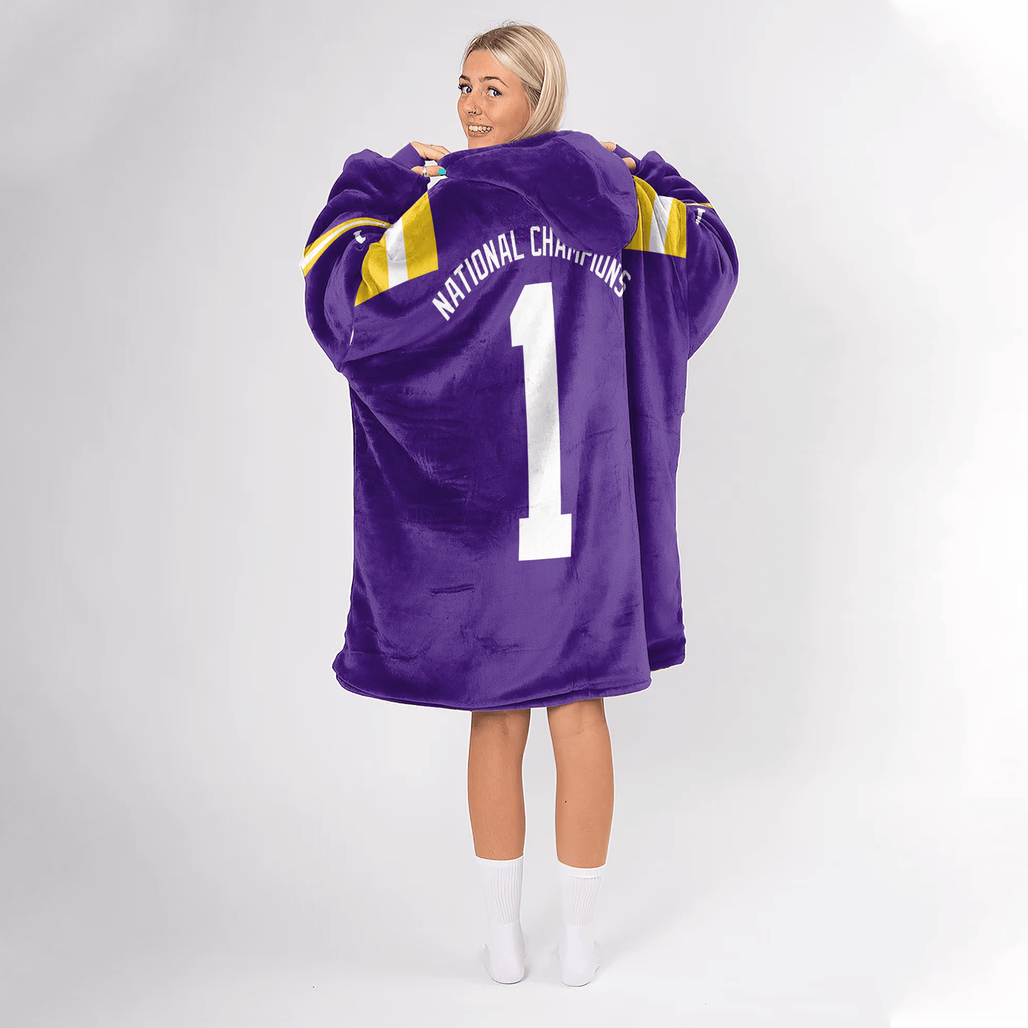 Adult #1 LSU Football Unisex Blanket Hoodie