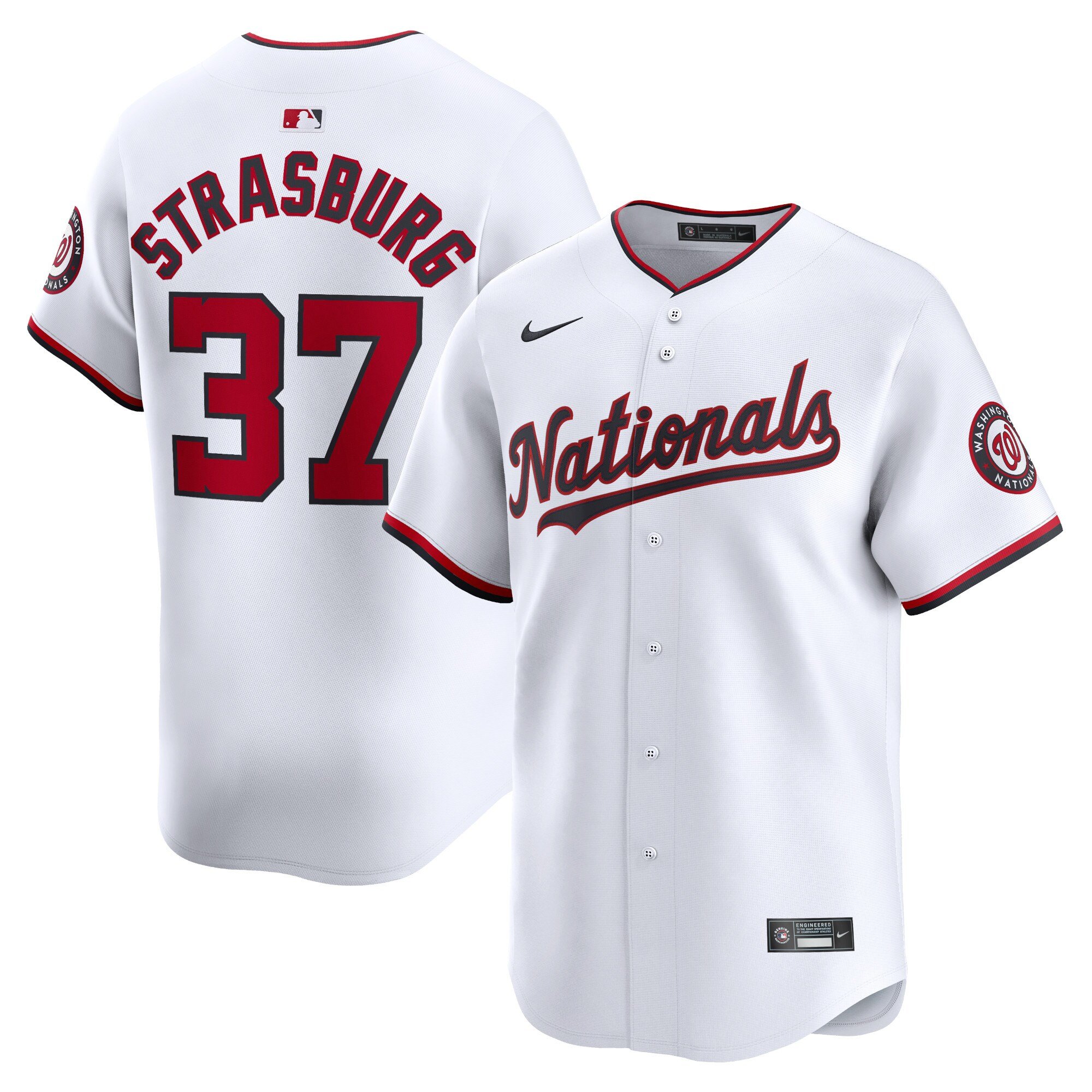 Men's Washington Nationals #37 Stephen Strasburg  White Home Limited Player Jersey