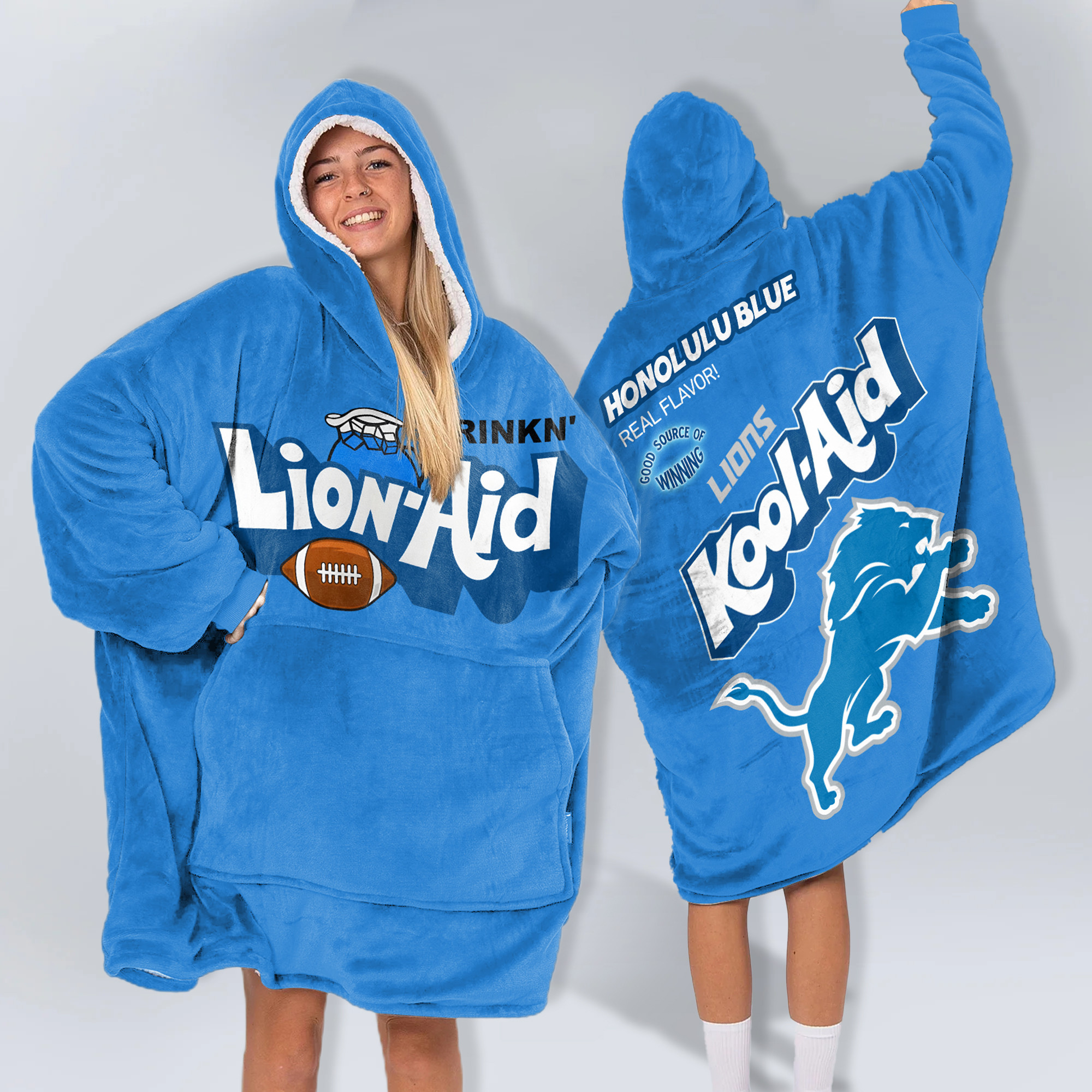 Adult Detroit Football Unisex Blanket Hoodie