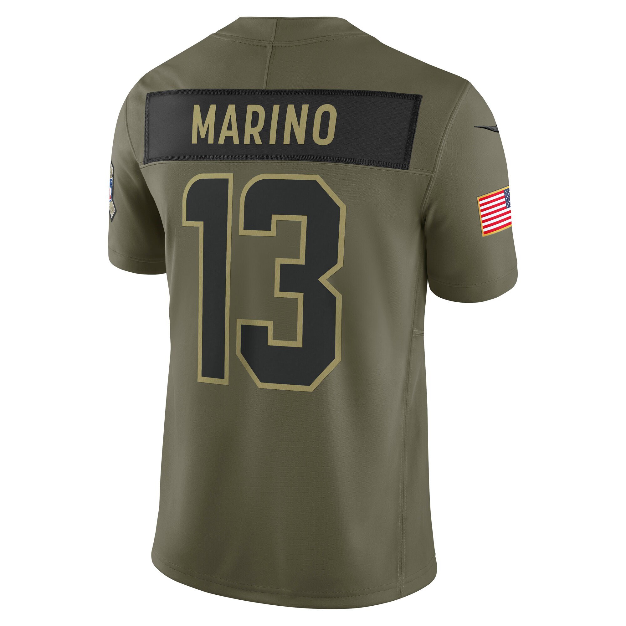Men's Miami Dolphins #13 Dan Marino Olive 2025 Salute to Service Retired Limited Jersey