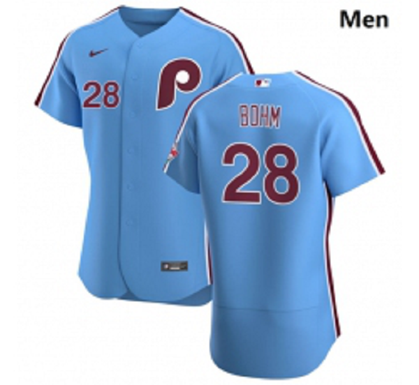 Philadelphia Phillies #28 Alec Bohm Men  Light Blue Alternate 2020 Player MLB Jersey
