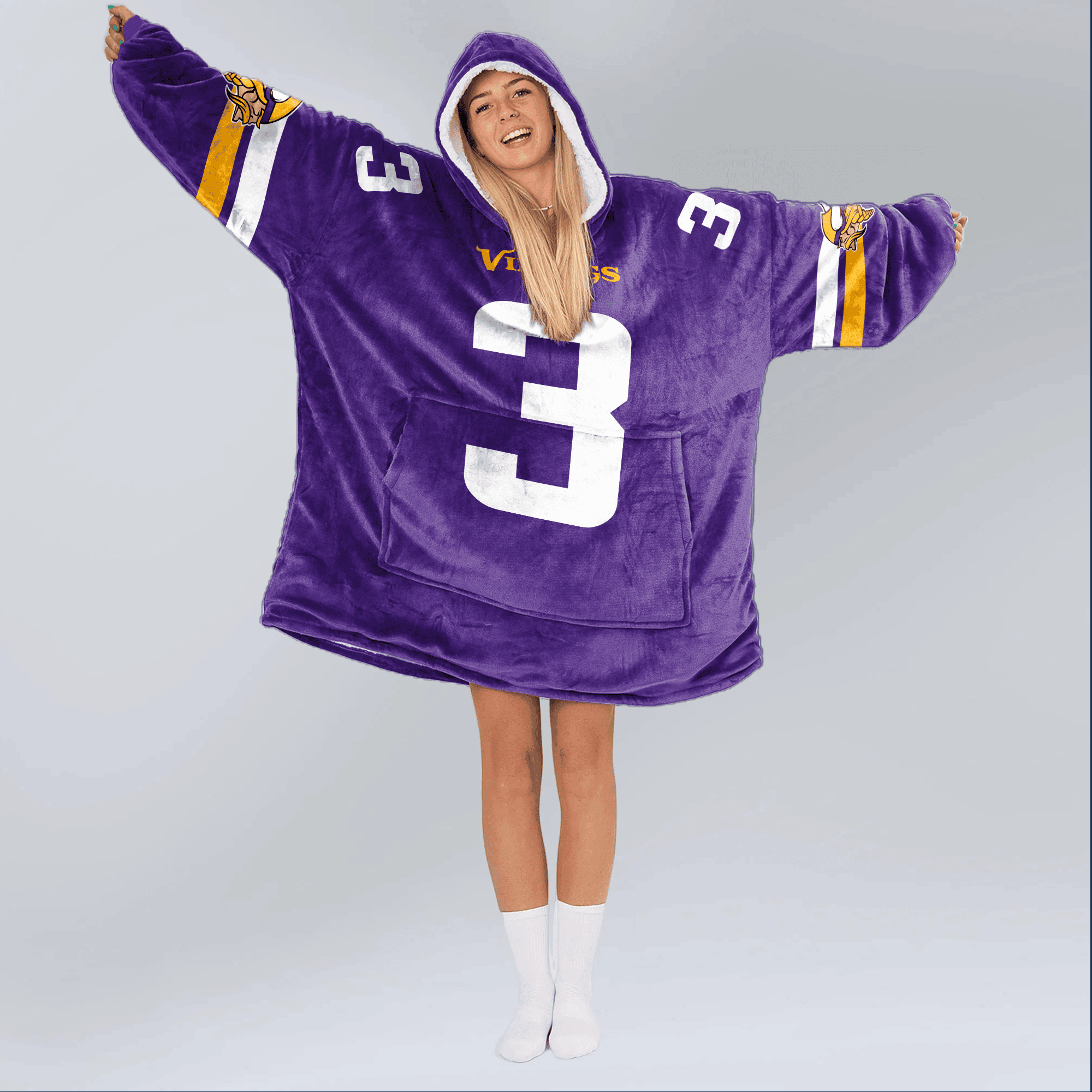 Adult 3 Minnesota Football Unisex Blanket Hoodie