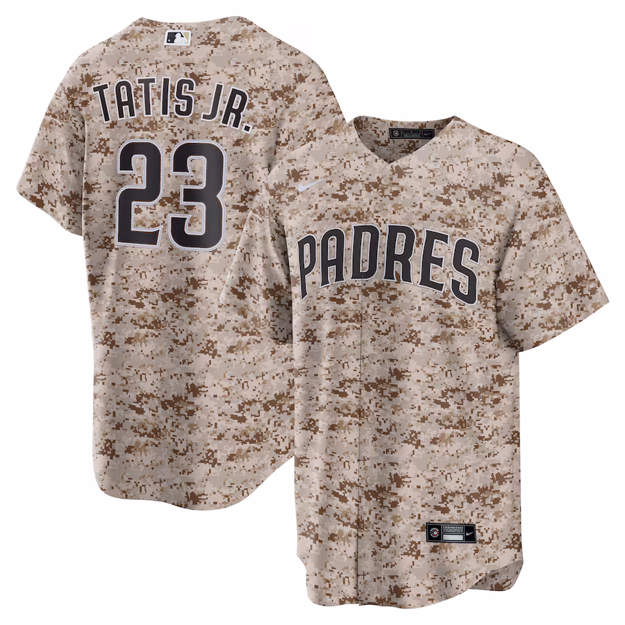 Men's San Diego Padres #23 Fernando Tatis Jr. Camo USMC Alternate Replica Player Jersey