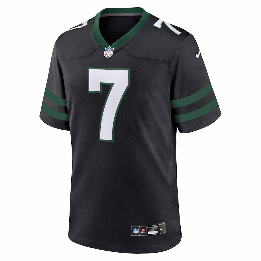 Men's New York Jets #7 Justin Fields Stealth Black Game Jersey