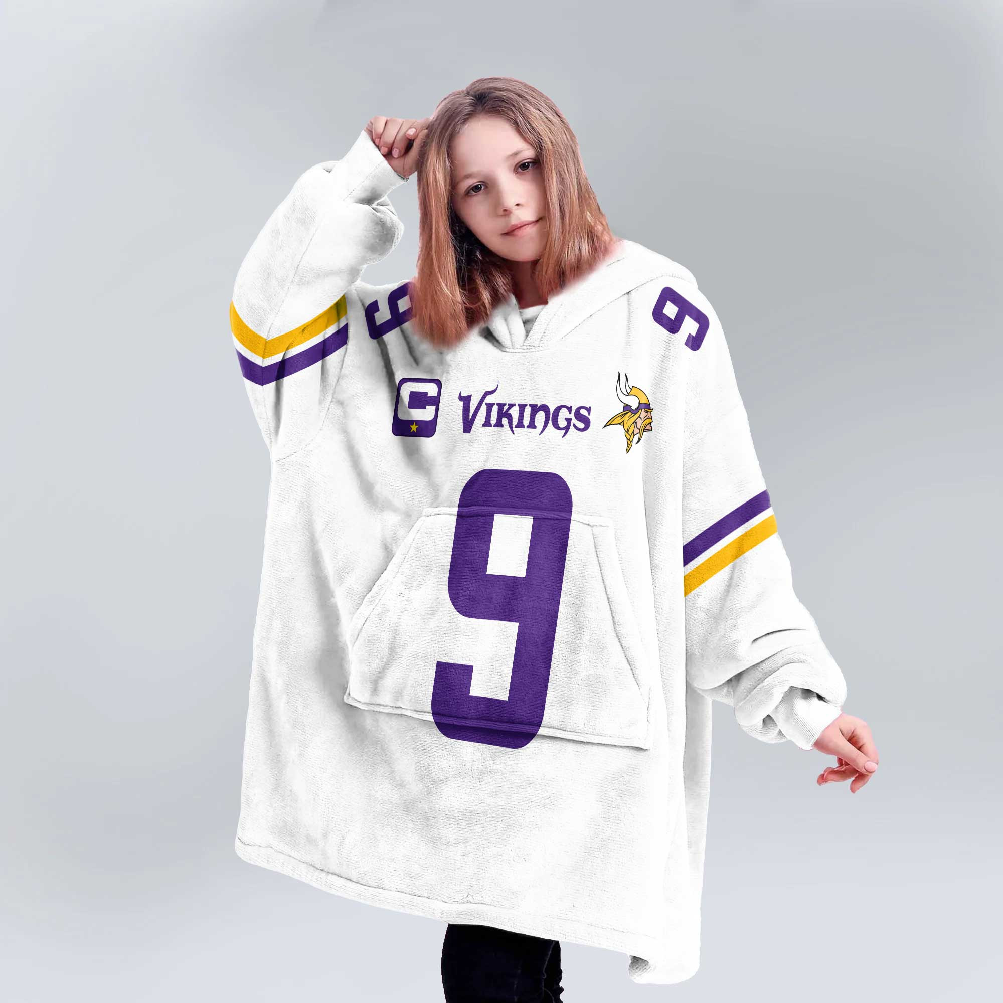 Kid 9 Minnesota Football Unisex Blanket Hoodie