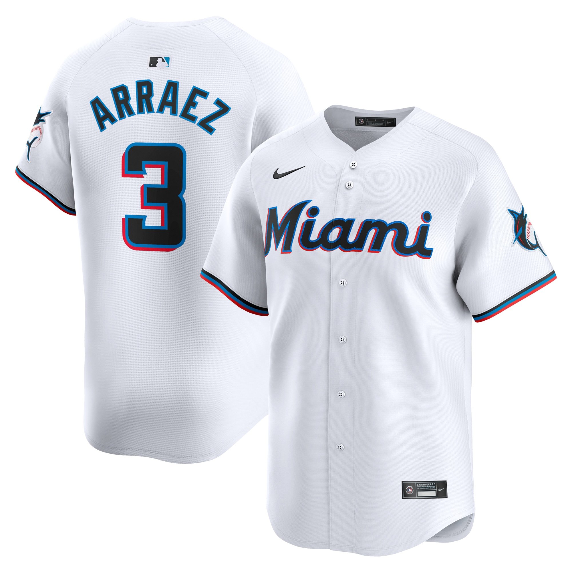 Men's Miami Marlins Luis Arraez  White Home Limited Player Jersey