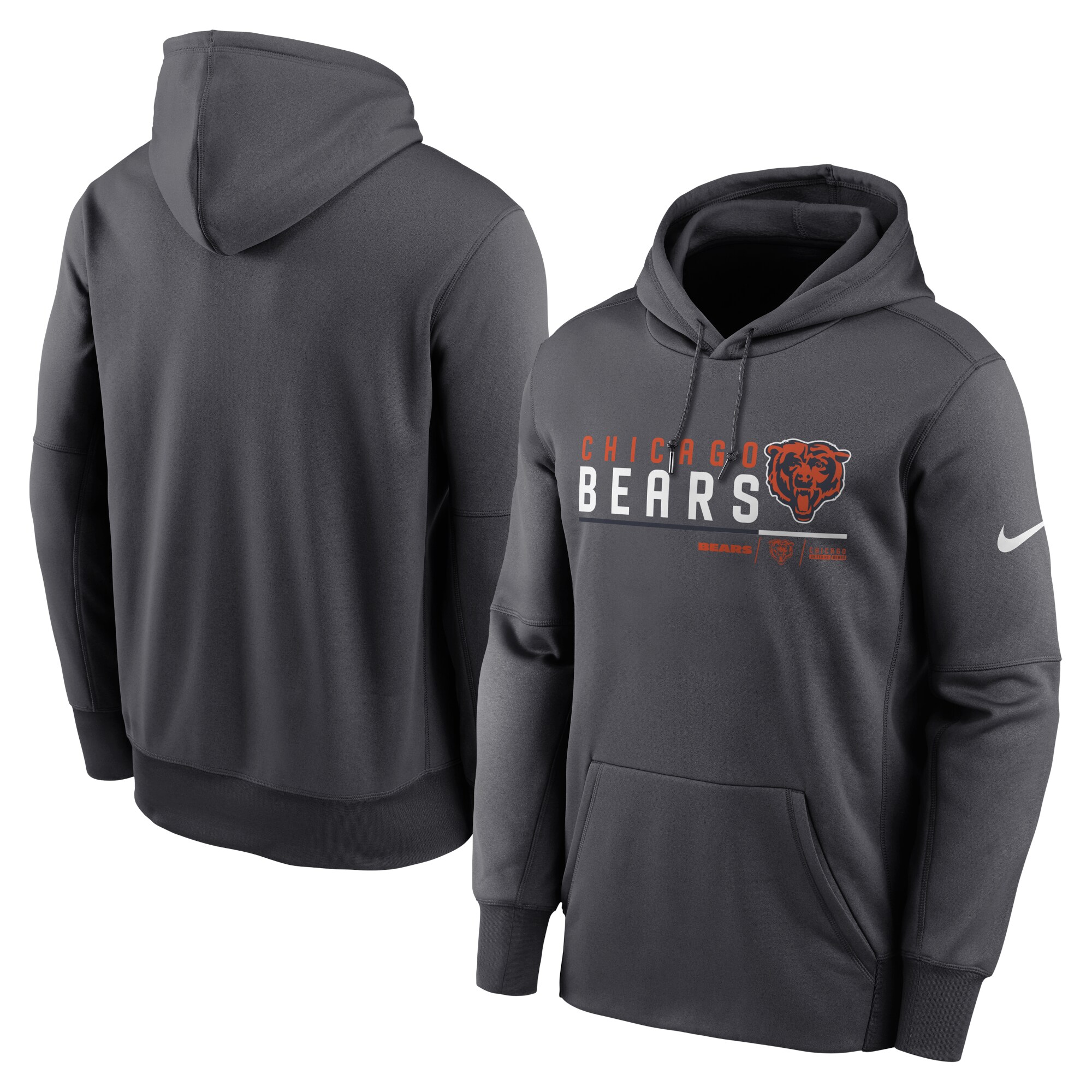 Chicago Bears Prime Logo Name Split Pullover Hoodie - Anthracite
