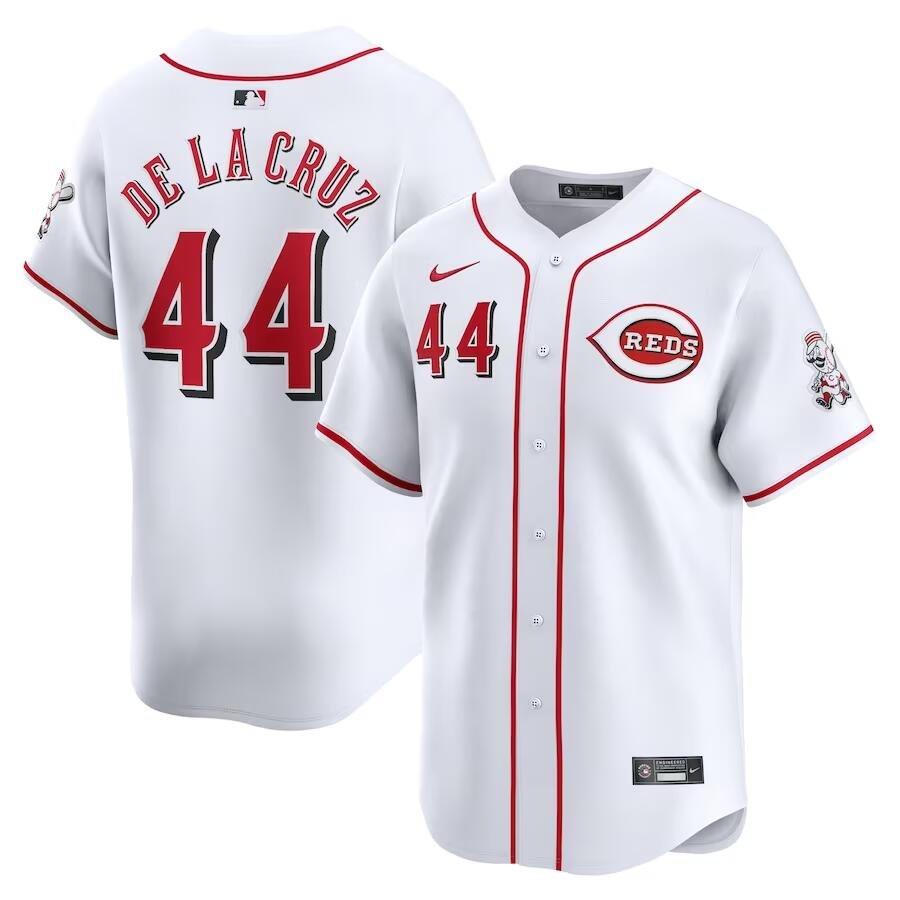 Men's Cincinnati Reds #44 Elly De La Cruz  White Home Limited Player Jersey