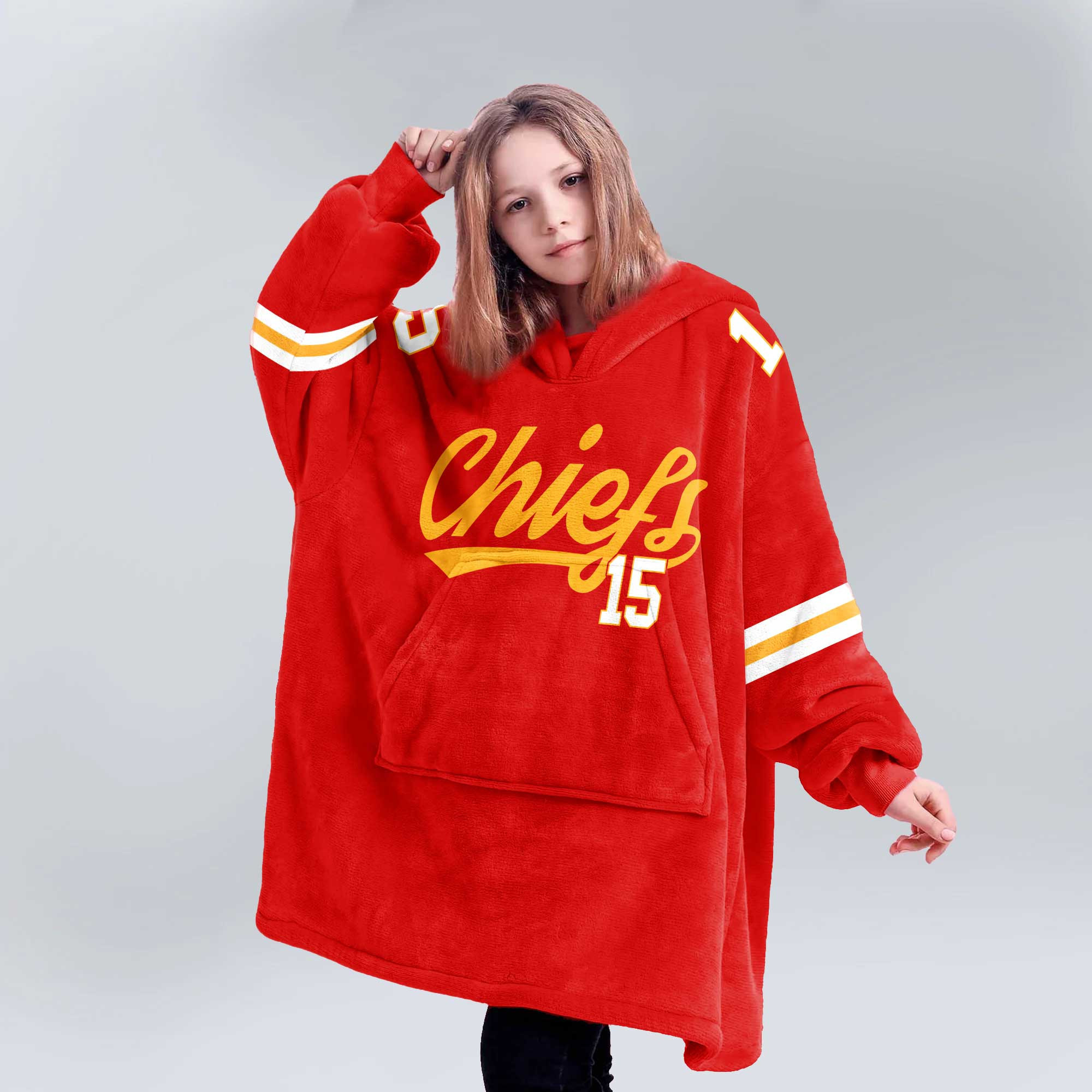 Kid P.M. 15 Kansas City Football Unisex Blanket Hoodie