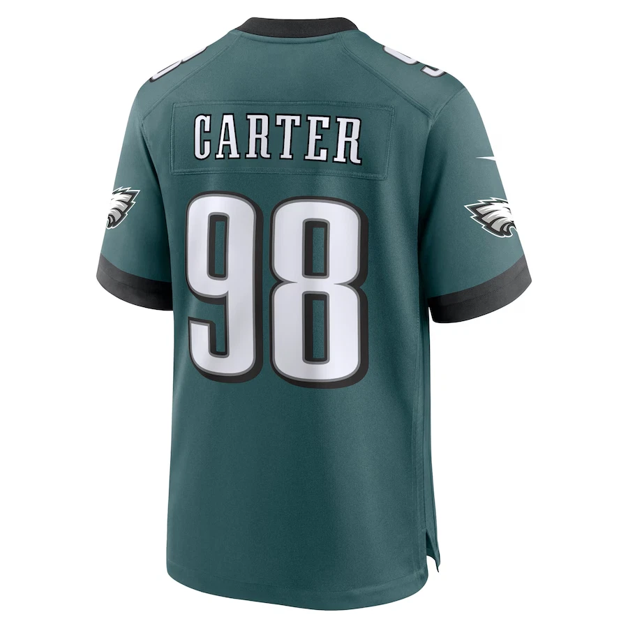 Men’s #98 Jalen Carter Midnight Green Super Bowl LIX Game Player Jersey