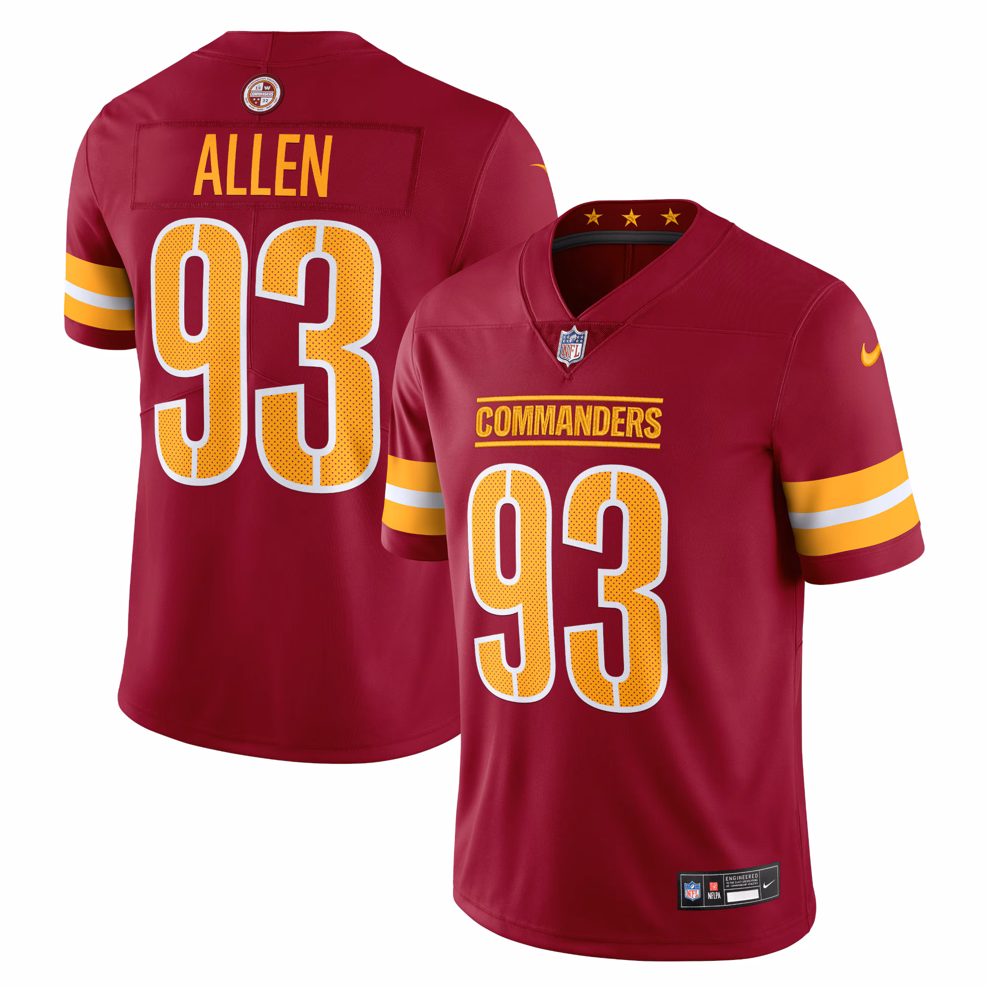 Jonathan Allen Washington Commanders  Vapor Untouchable Limited Jersey - Burgundy
