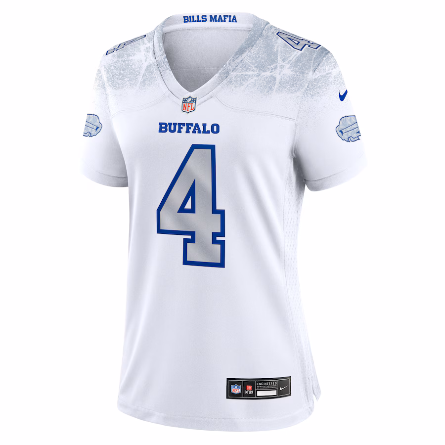 James Cook III #4 Buffalo Bills Women's 2025 Rivalries Collection Game Jersey - White