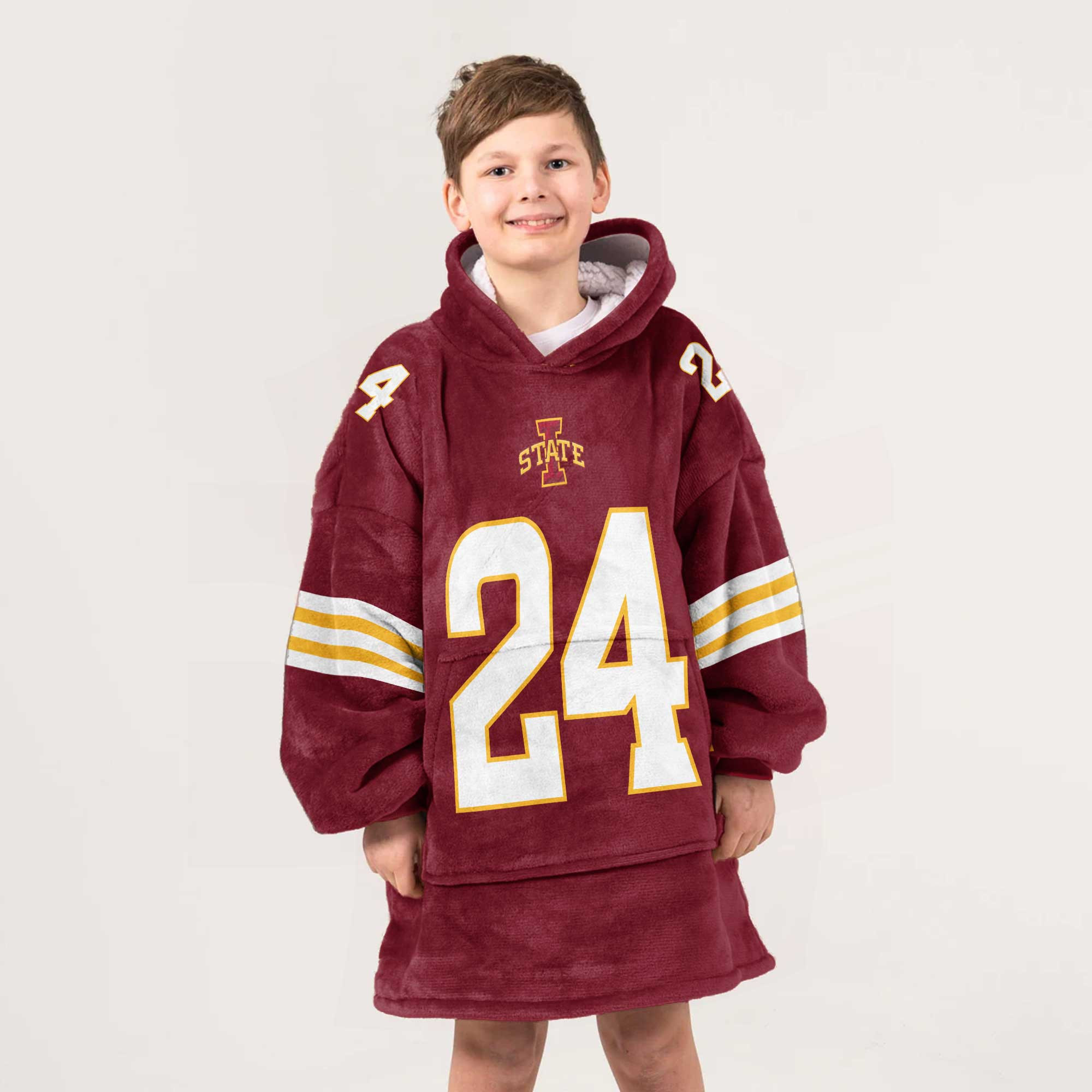 Adult #24 Iowa State Football Unisex Blanket Hoodie