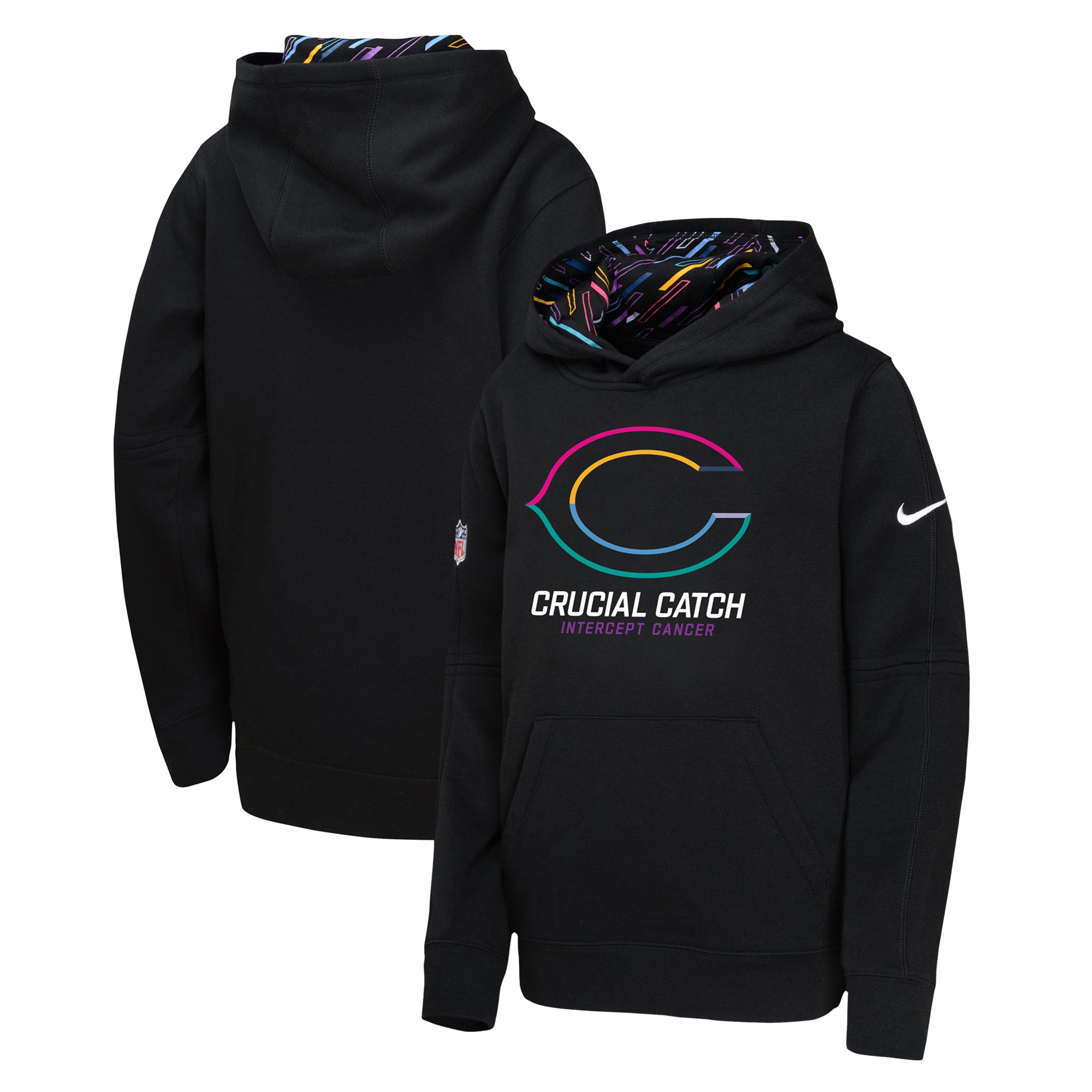 Chicago Bears Youth 2024 NFL Crucial Catch Pullover Hoodie - Black