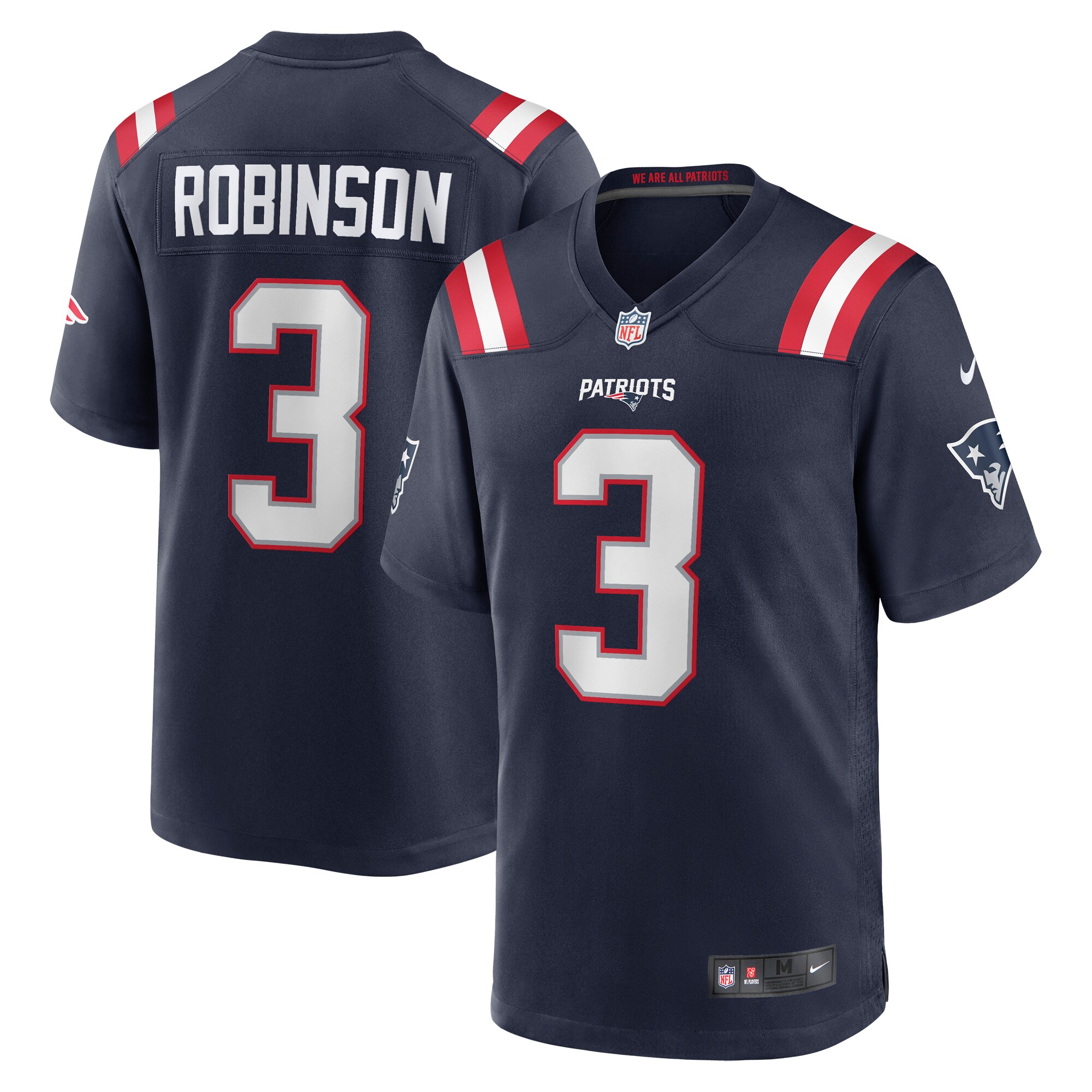 James Robinson New England Patriots  Game Player Jersey - Navy