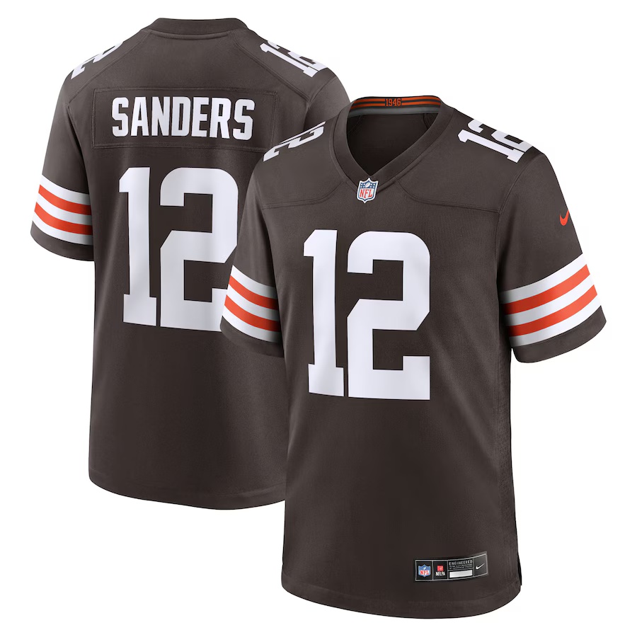 Men's Shedeur Sanders #12 Brown Cleveland Browns 2025 NFL Draft Game