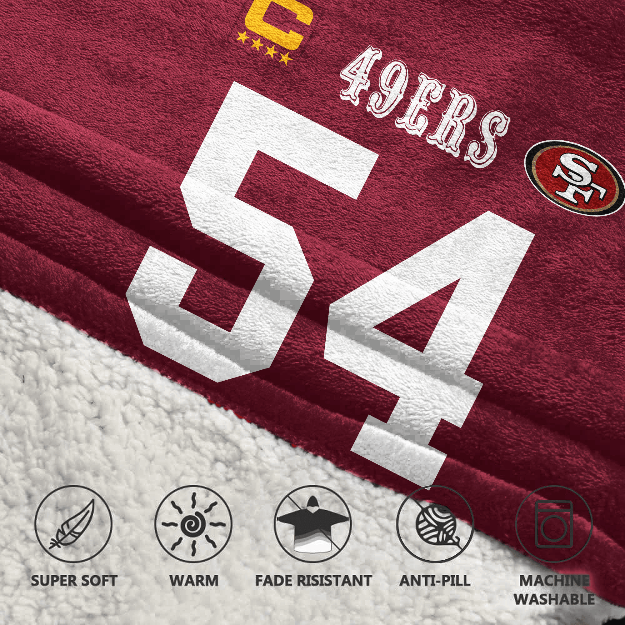 Kid F.W 54 Captain San Francisco 49ers Football Unisex Blanket Hoodie