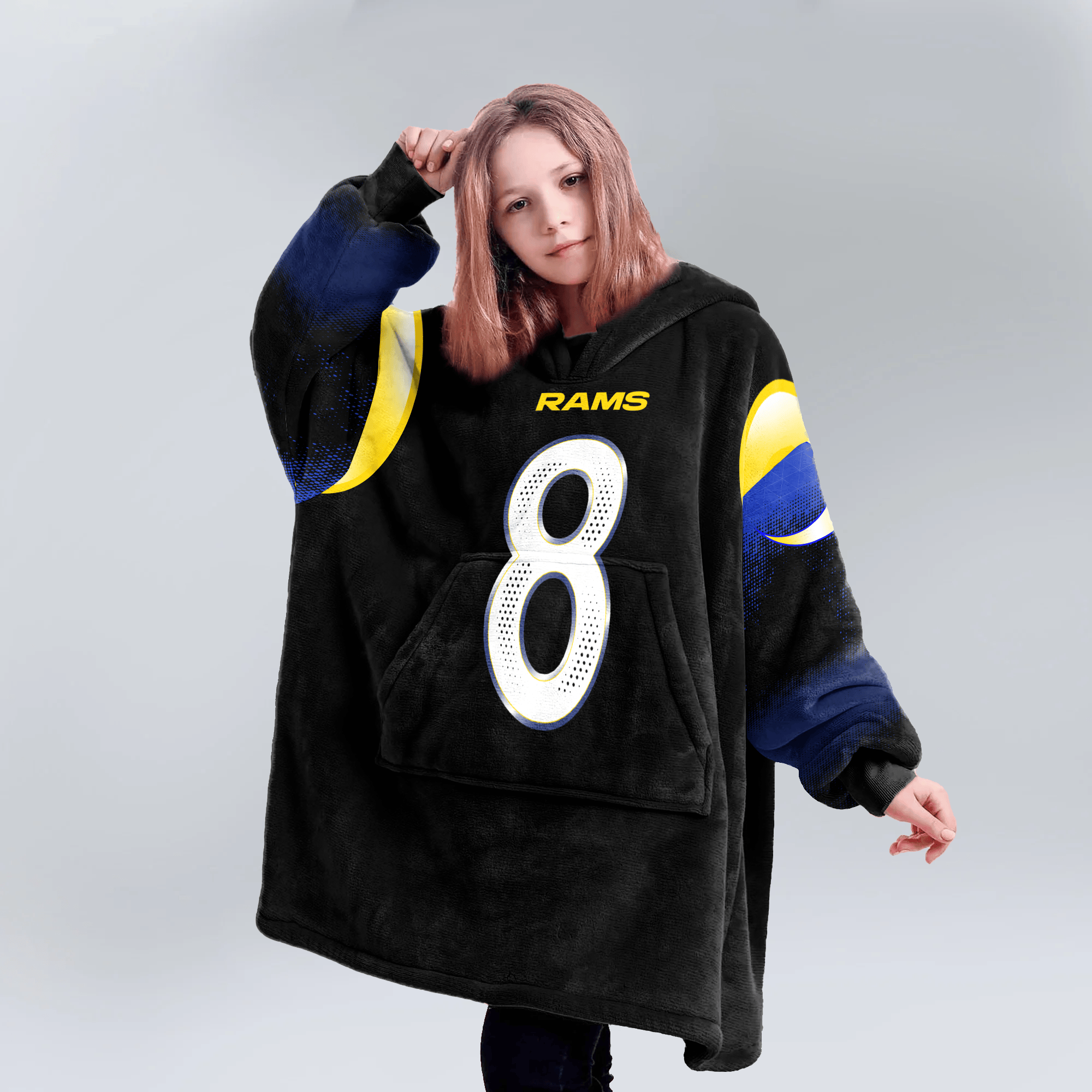 Kid J.V 8 Los Angeles R Football Unisex Blanket Hoodie