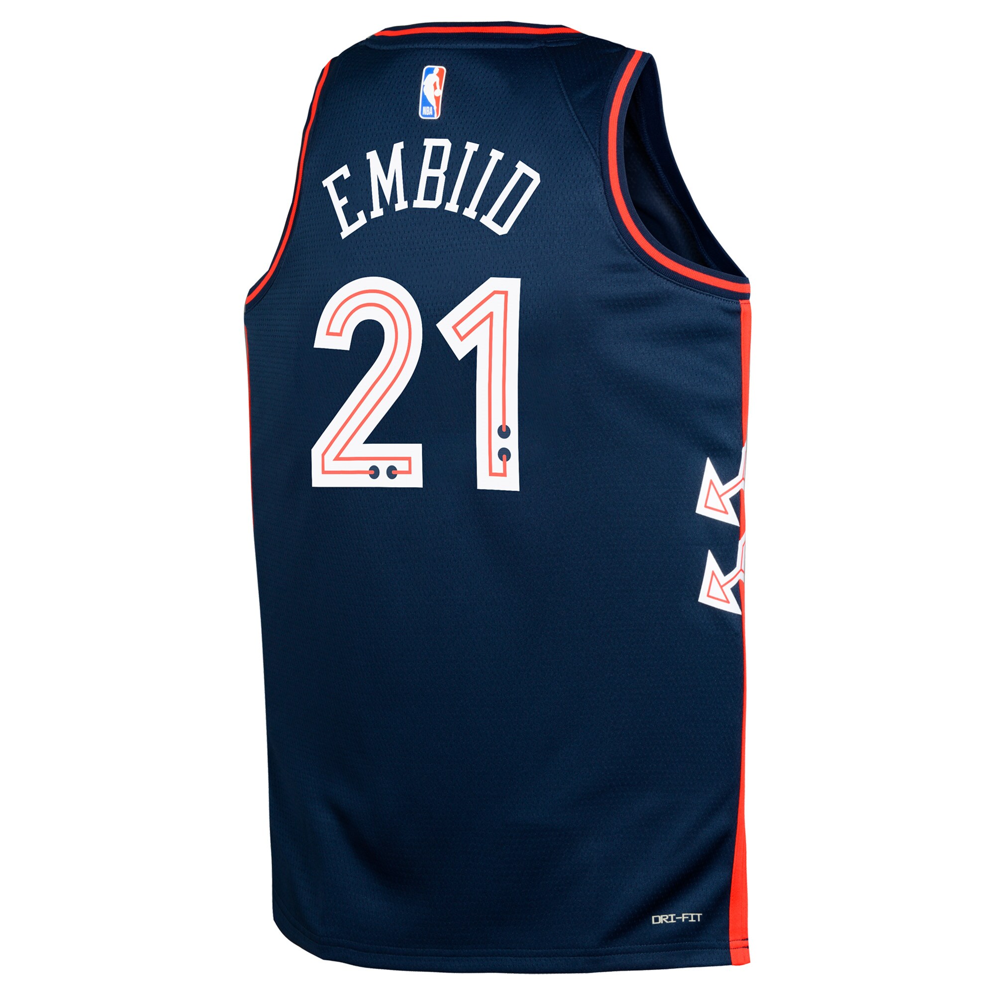 Youth Philadelphia 76ers Joel Embiid  Navy 2023/24 Swingman Replica Jersey - City Edition