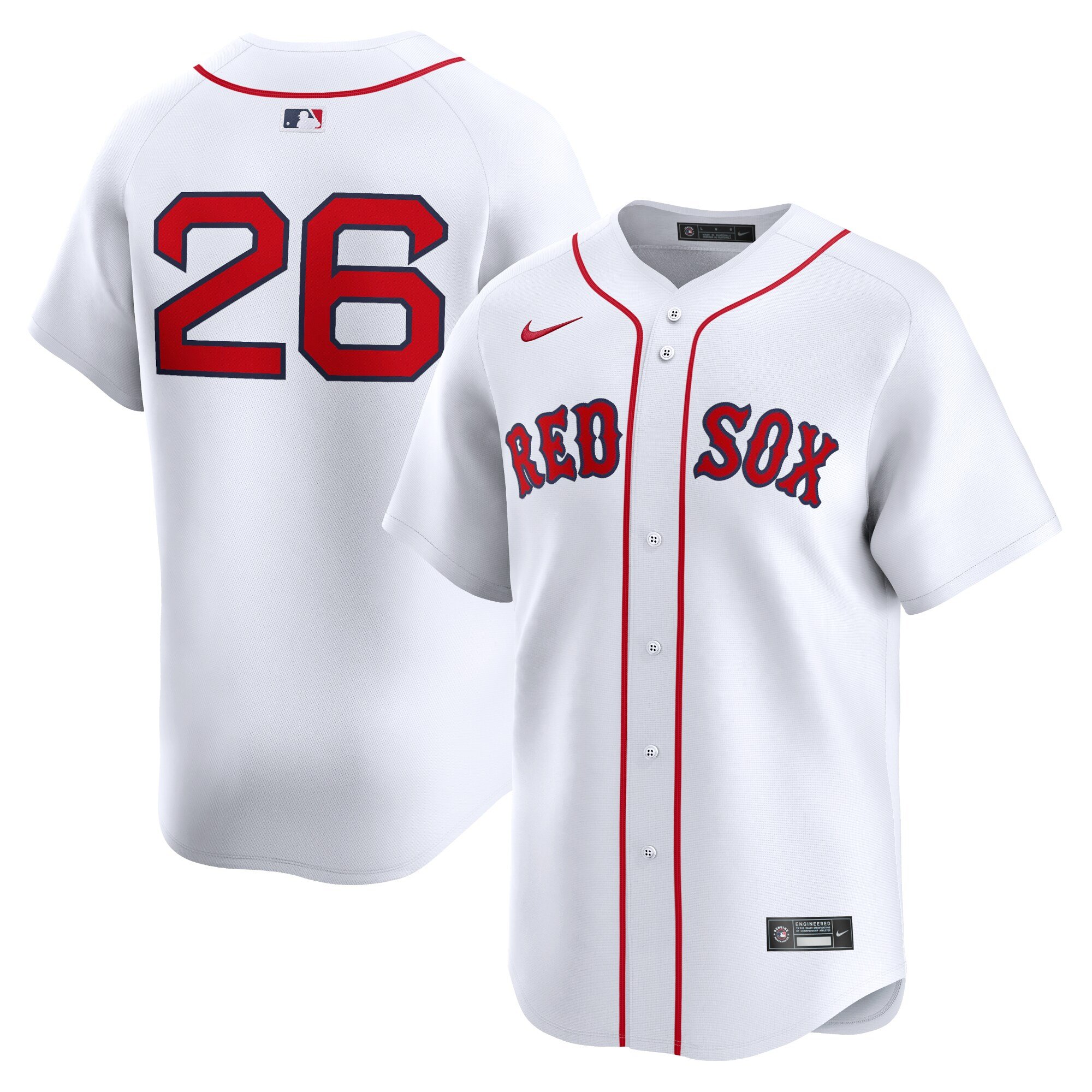 Men's Boston Red Sox #26 Wade Boggs  White Home Limited Player Jersey