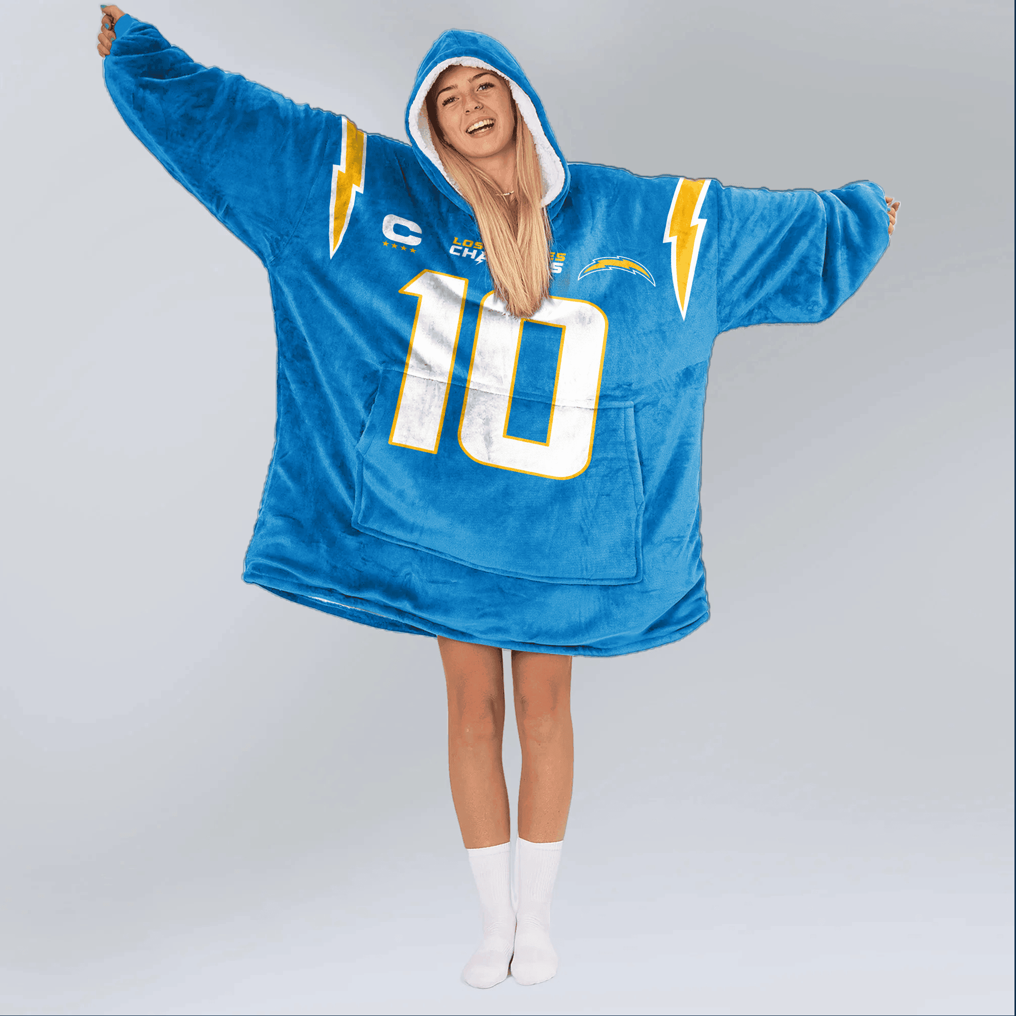 Adult Captain JH 10 Los Angeles Football Unisex Blanket Hoodie