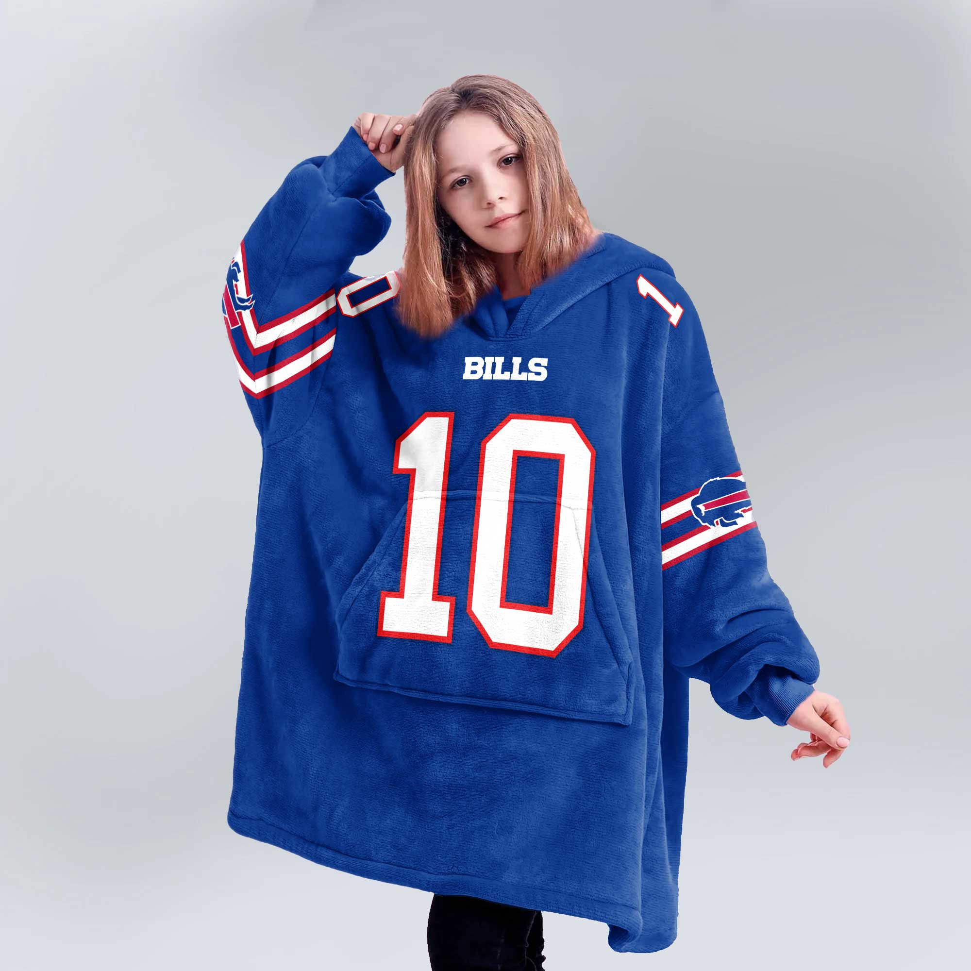 Kid 10 Buffalo Football Unisex Blanket Hoodie