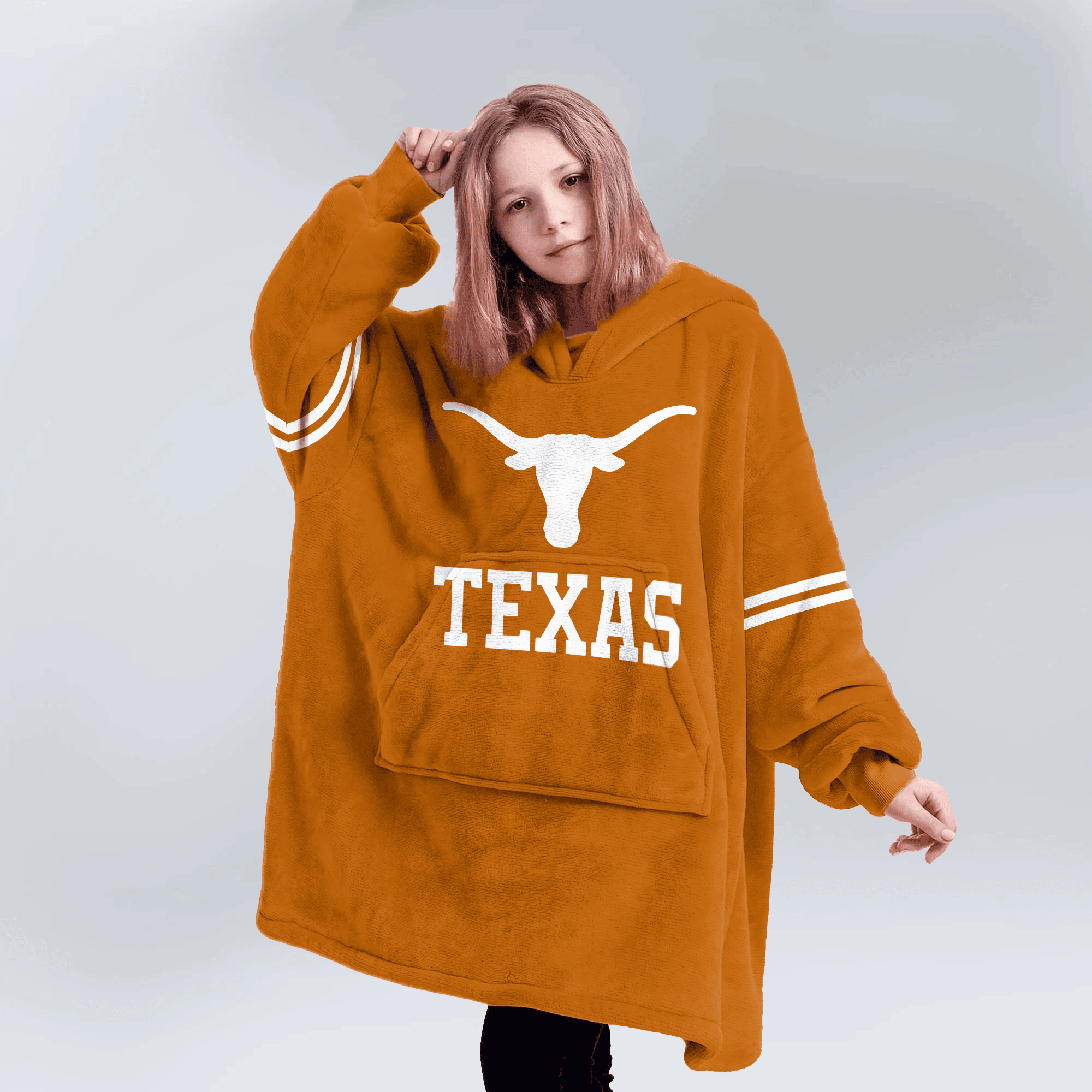Kid 1 Texas Football Unisex Blanket Hoodie