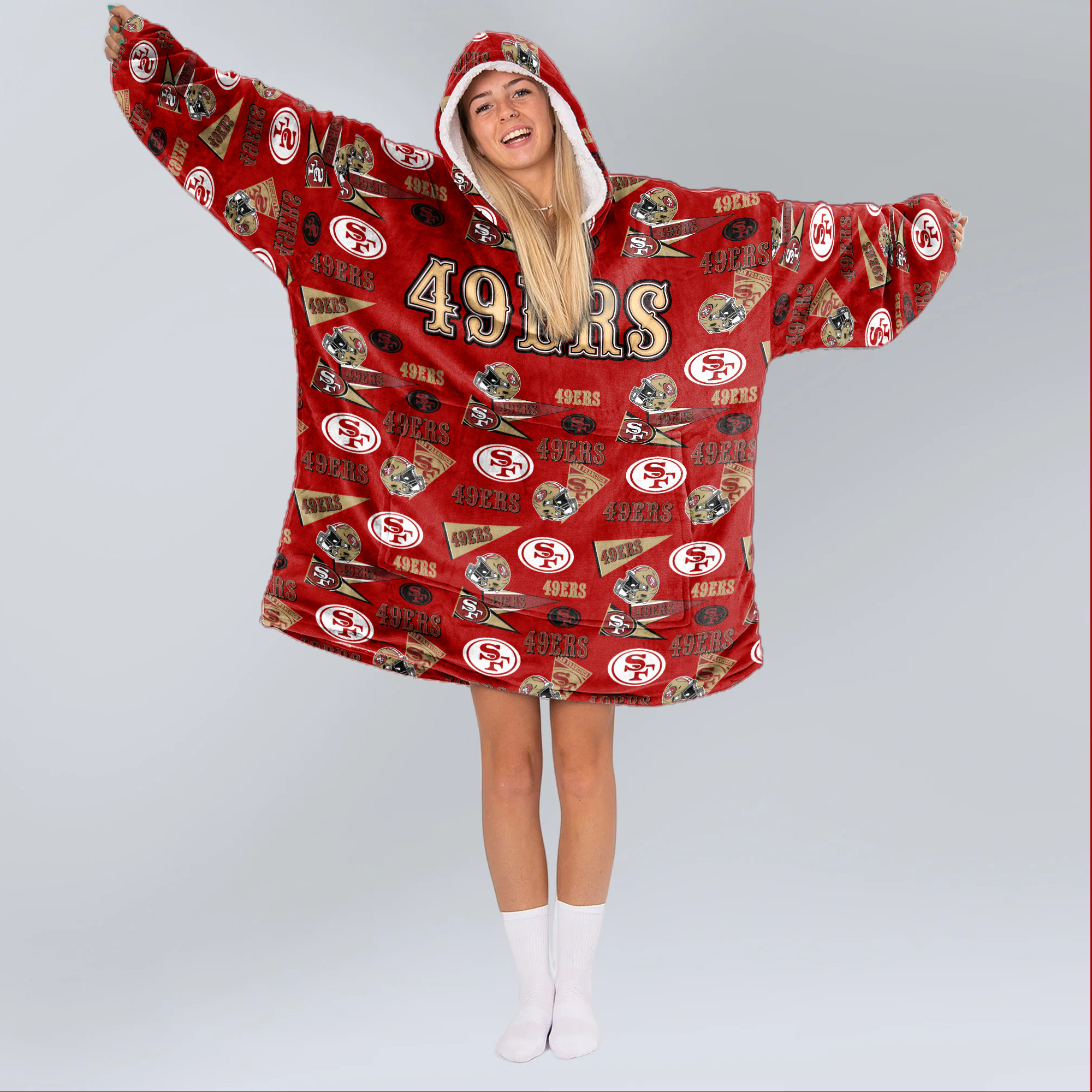 Adult San Francisco 49ers Football Unisex Blanket Hoodie