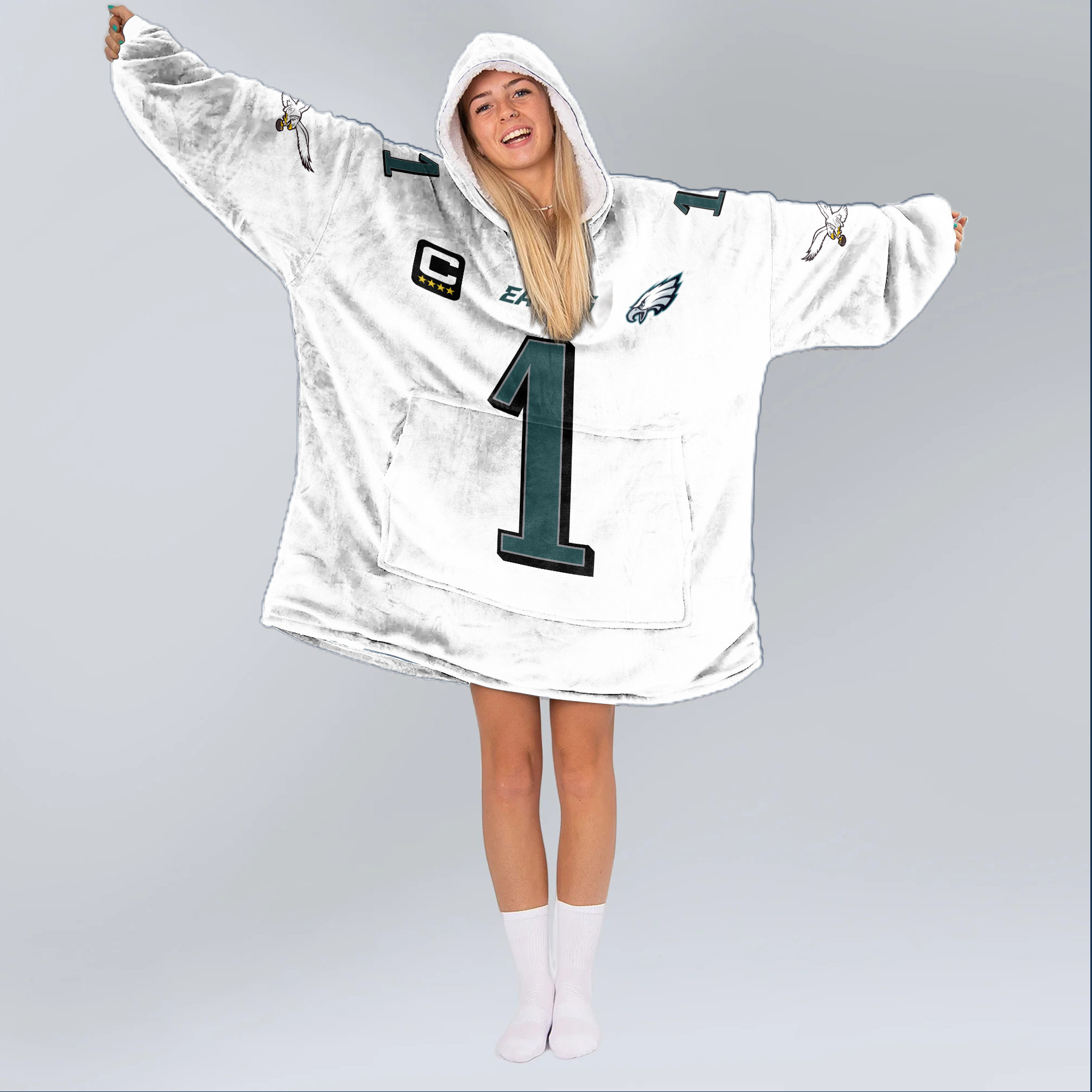 Adult Captain 1 Philadelphia Football Unisex Blanket Hoodie