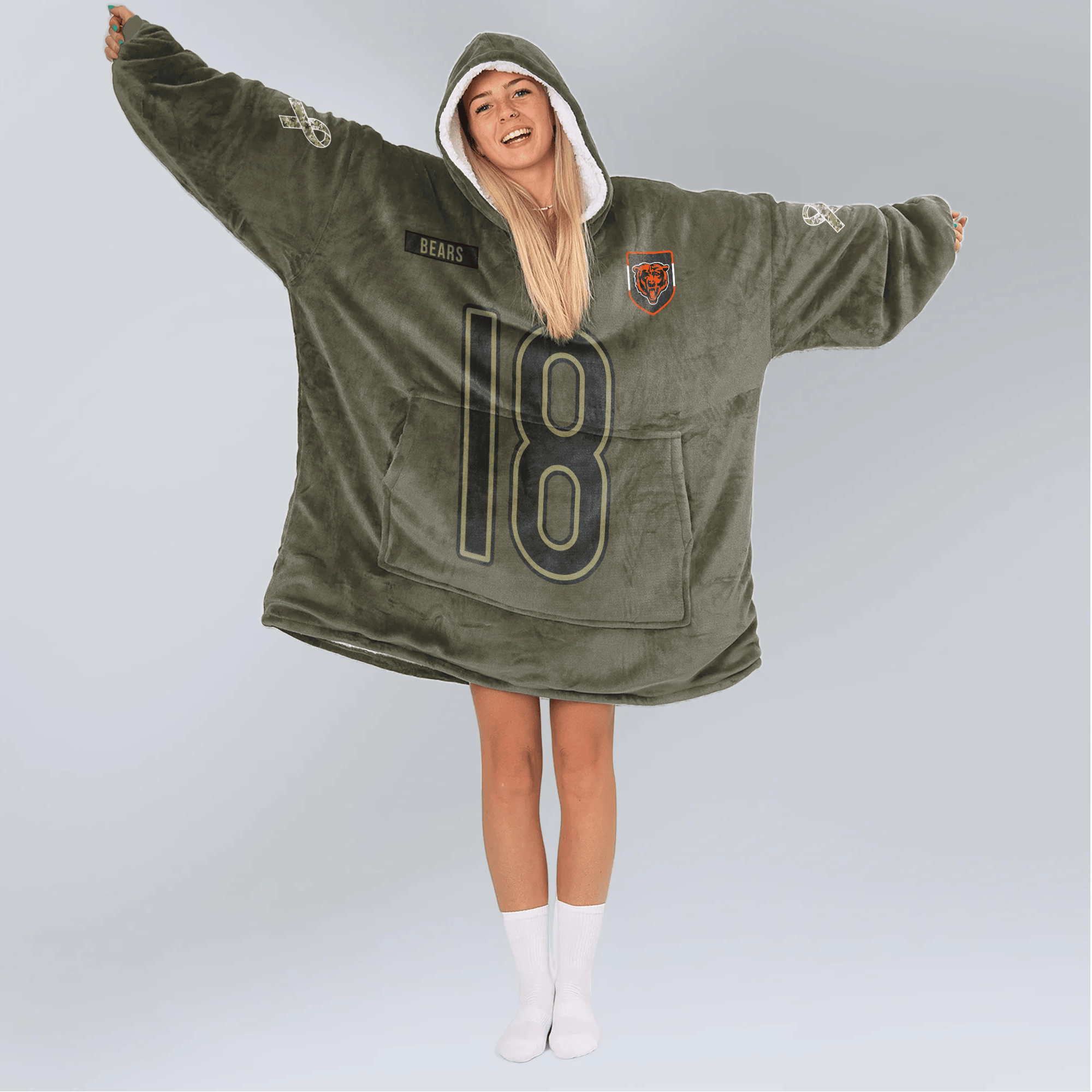Adult C.W 18 Captain Chicago Football Unisex Blanket Hoodie