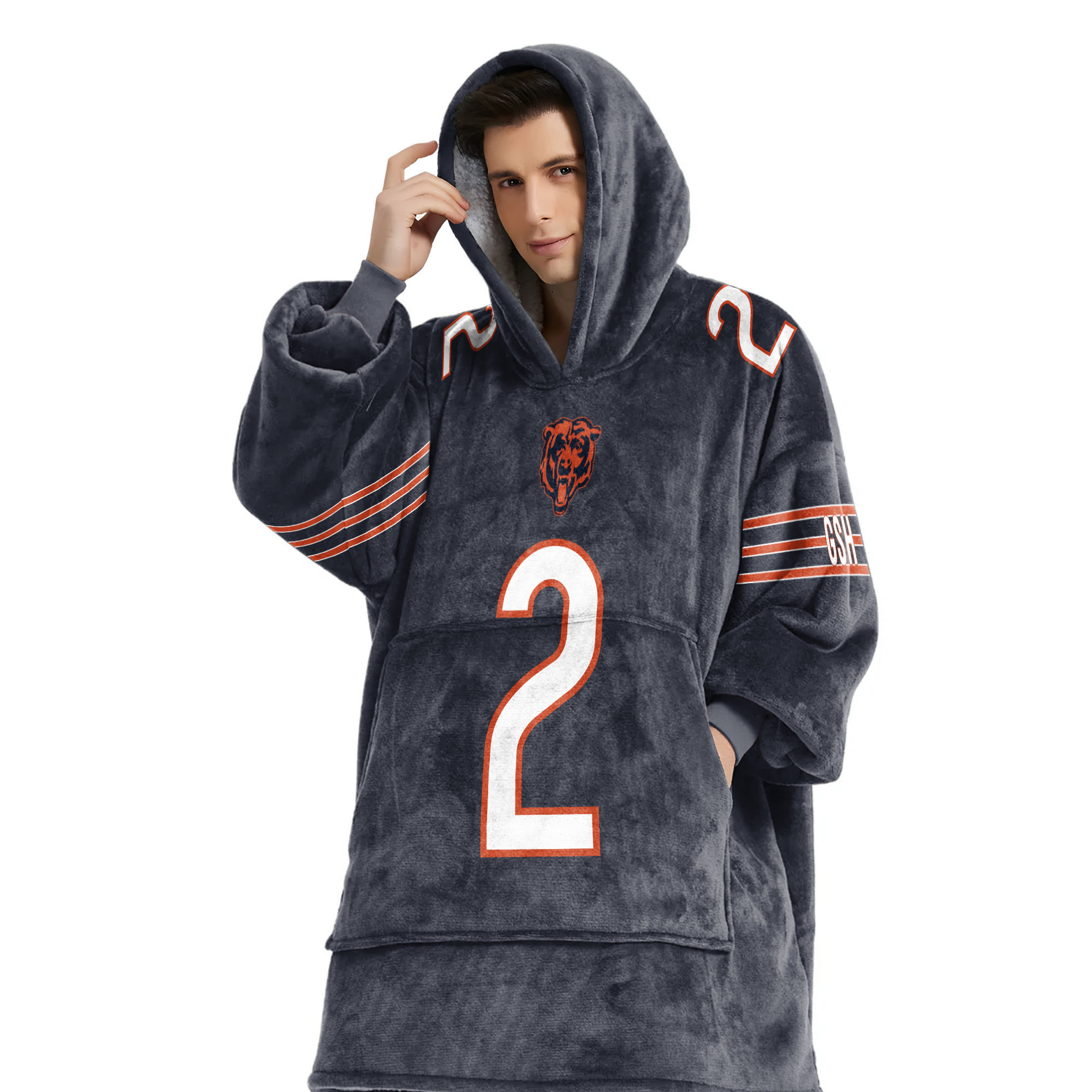 Adult 2 Chicago Football Unisex Blanket Hoodie