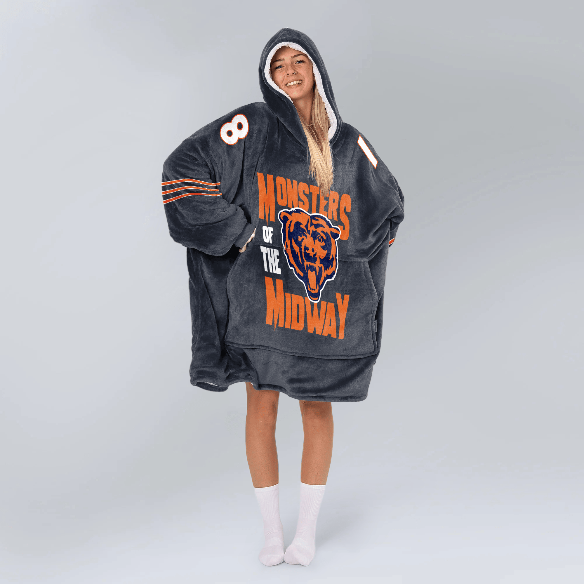 Monsters of the Midway Chicago Football Unisex Blanket Hoodie