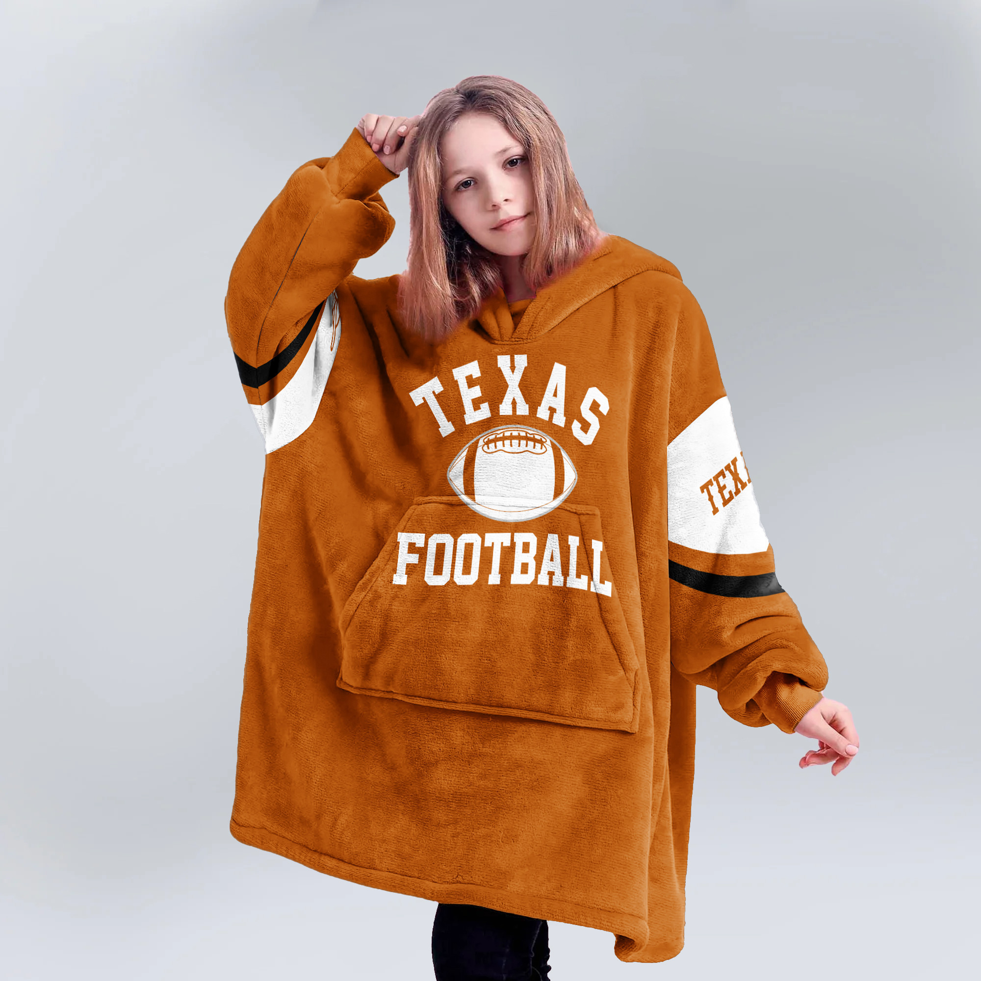 Adult Texas Longhorns Football Unisex Blanket Hoodie