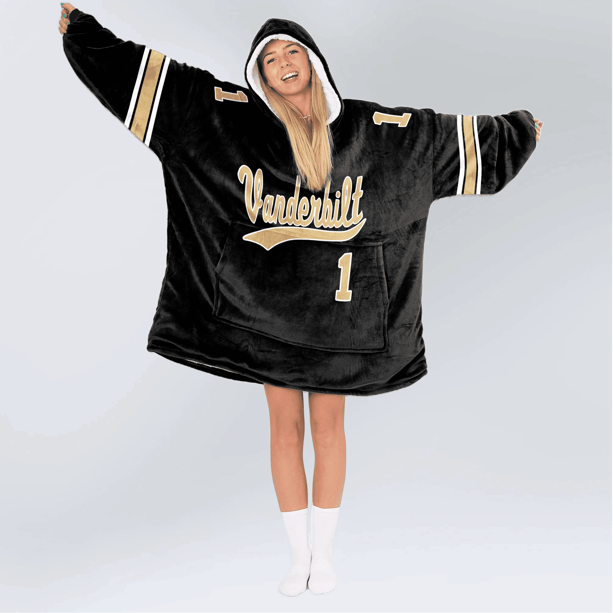 Adult 1 Vanderbilt Football Unisex Blanket Hoodie