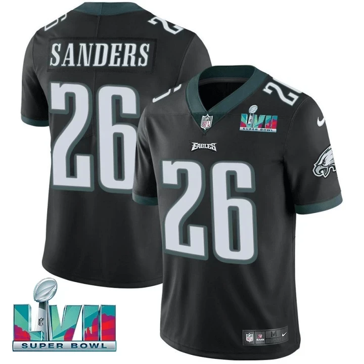 Men's Saquon Barkley #26 Players Limited Jersey Super Bowl LVII Patch-Green & Black & White