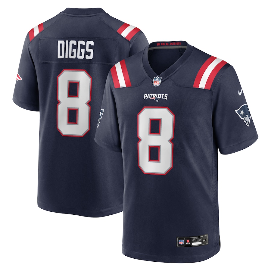 Men's New England Patriots #8 Stefon Diggs Navy Game Jersey