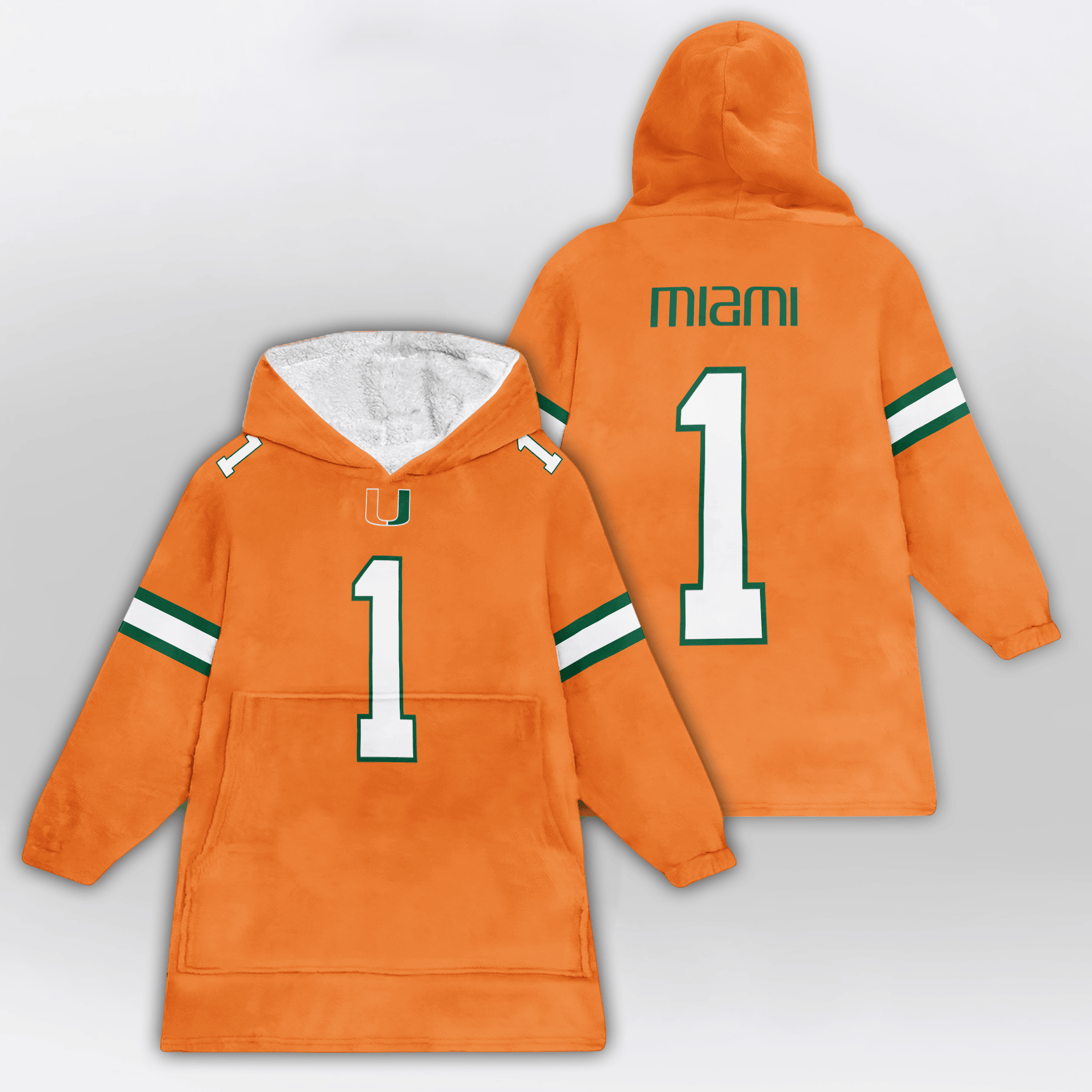 Adult #1 Miami Football Unisex Blanket Hoodie