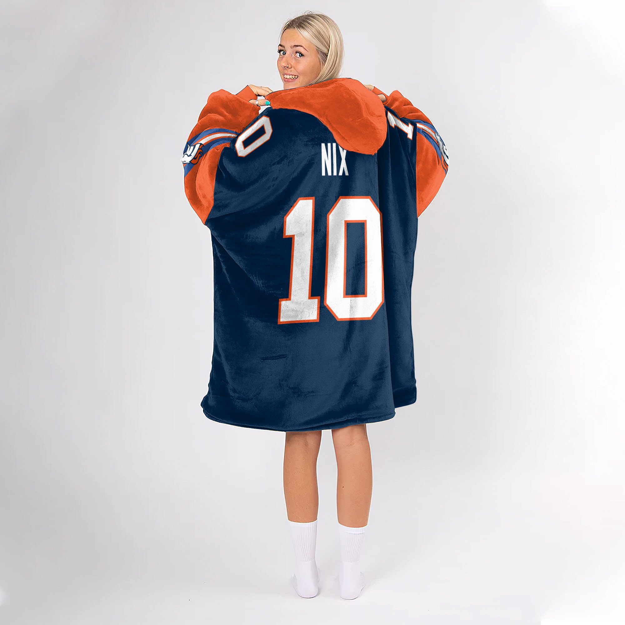 Adult 10 Denver Football Unisex Blanket Hoodie