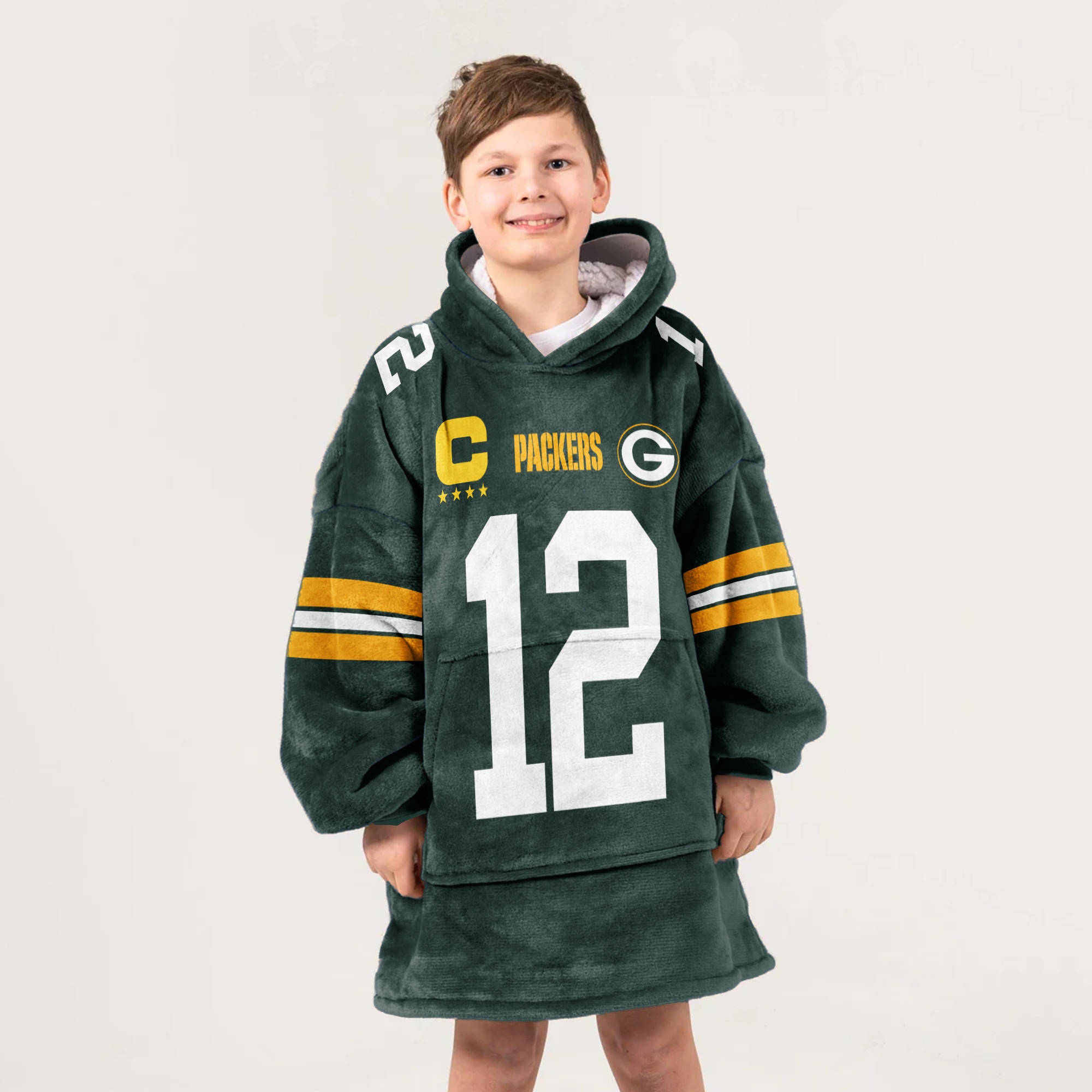 Adult Captain 12 Green Bay Football Unisex Blanket Hoodie