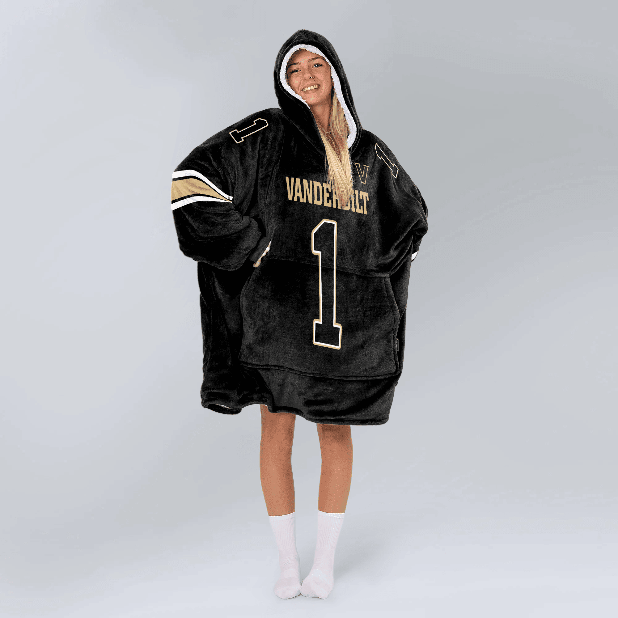 Adult 1 Vanderbilt Football Unisex Blanket Hoodie
