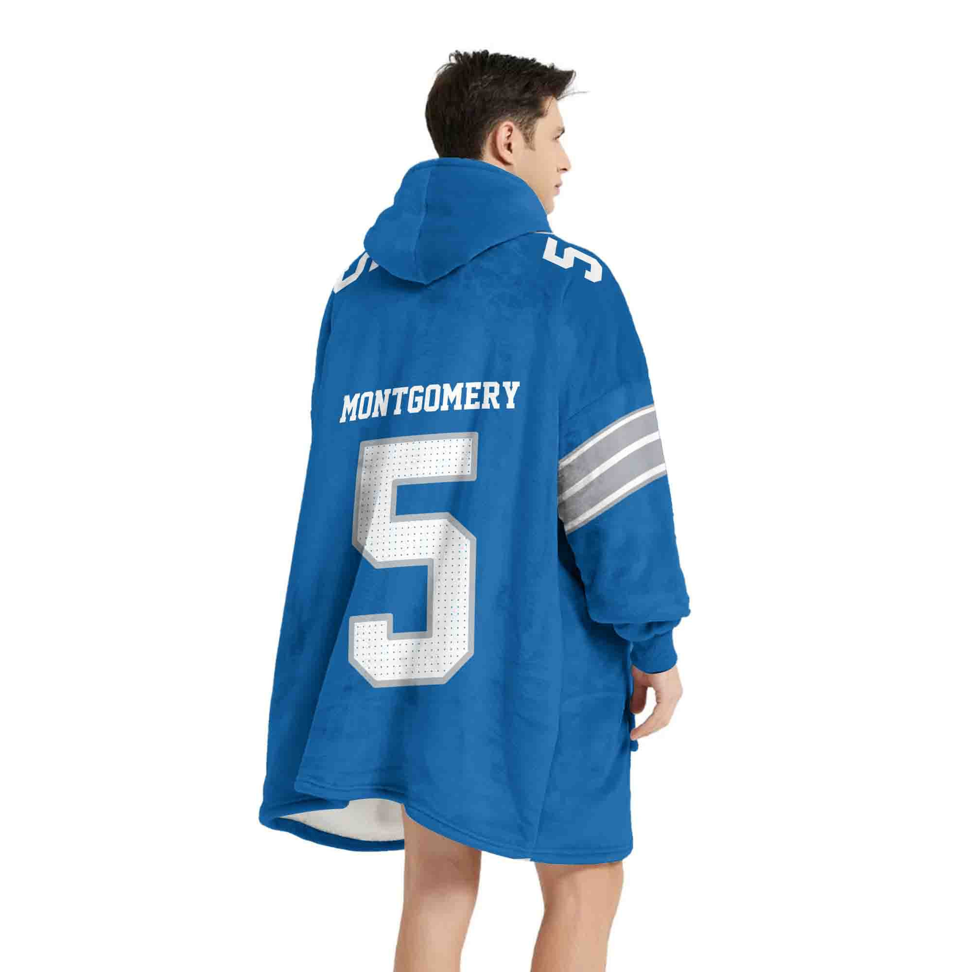 Adult D.M 5 Detroit Football Unisex Blanket Hoodie