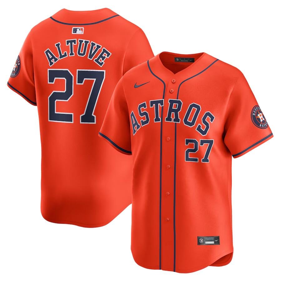 Men's Houston Astros #27 Jose Altuve  Orange Alternate Limited Player Jersey