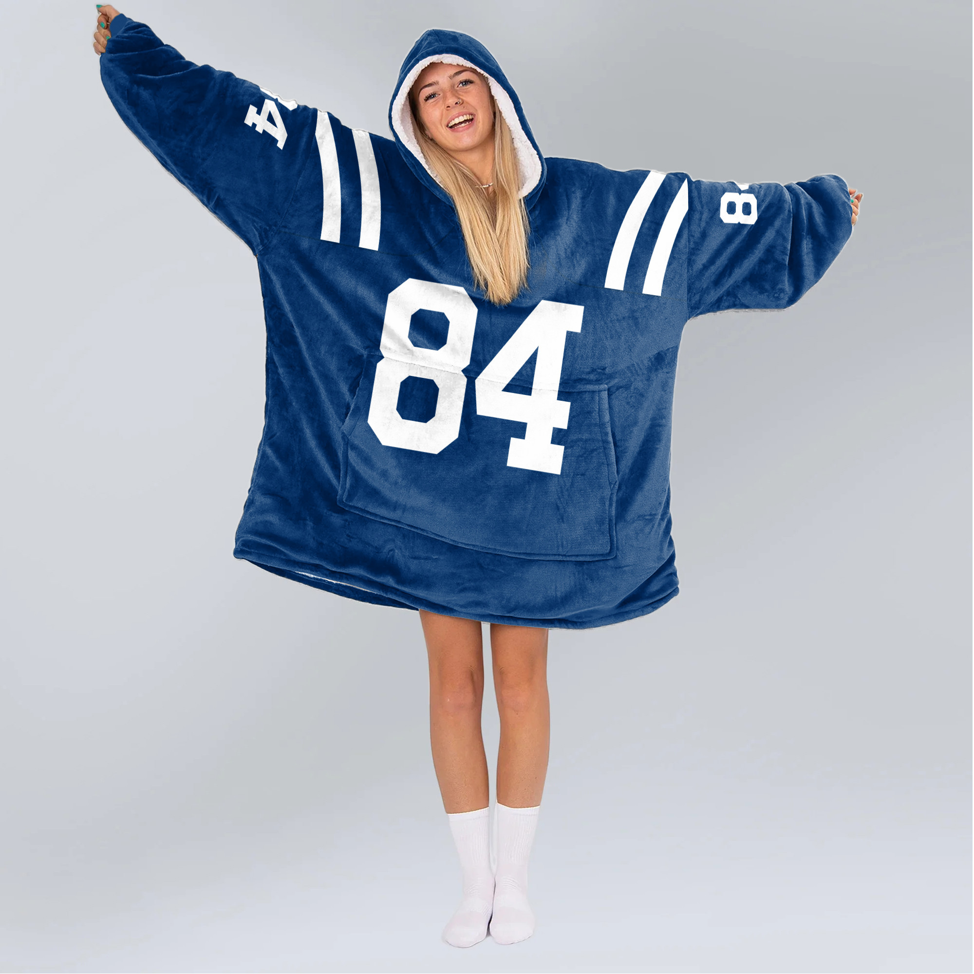 Adult 84 Indianapolis Football Unisex Blanket Hoodie