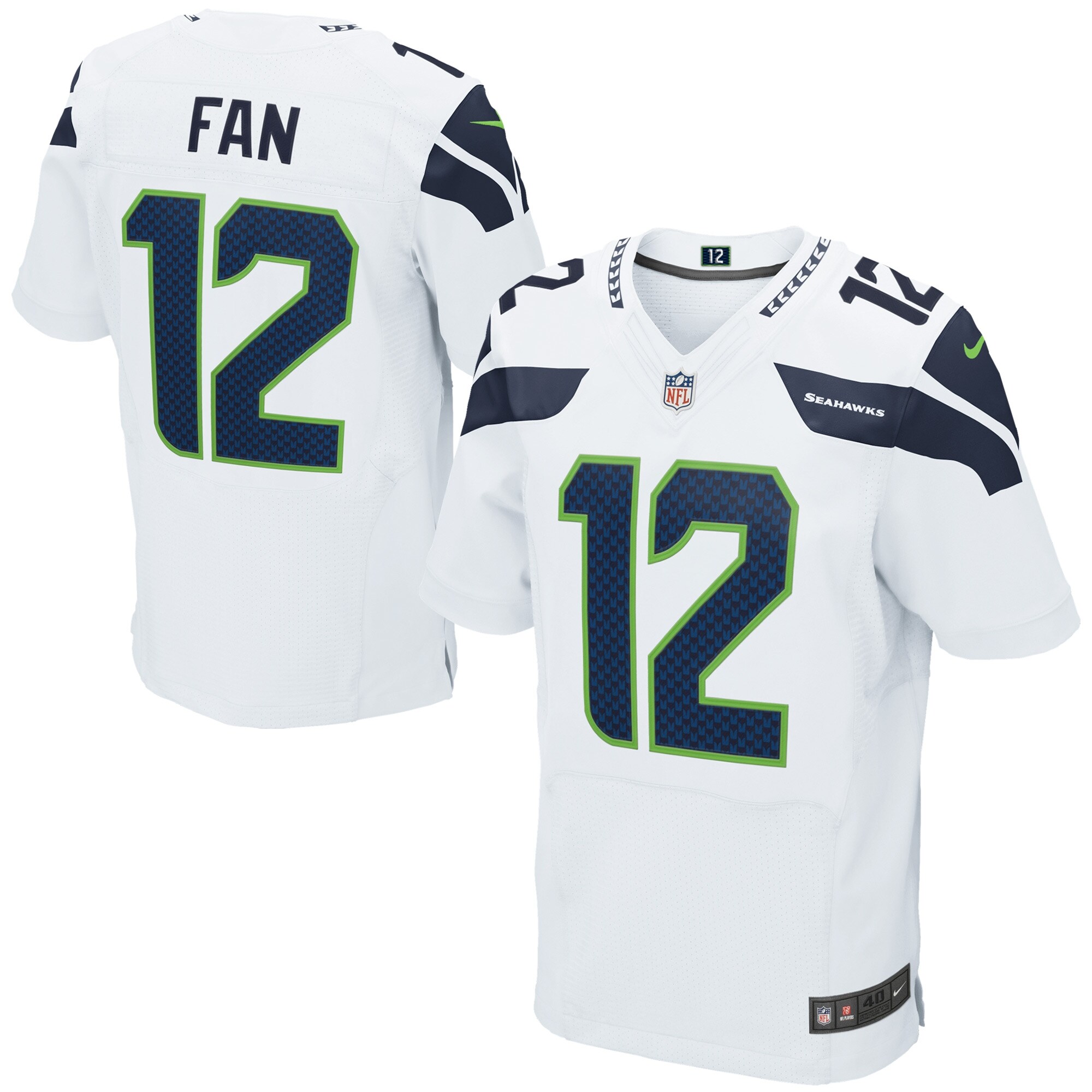 12s Seattle Seahawks  Elite Jersey - White