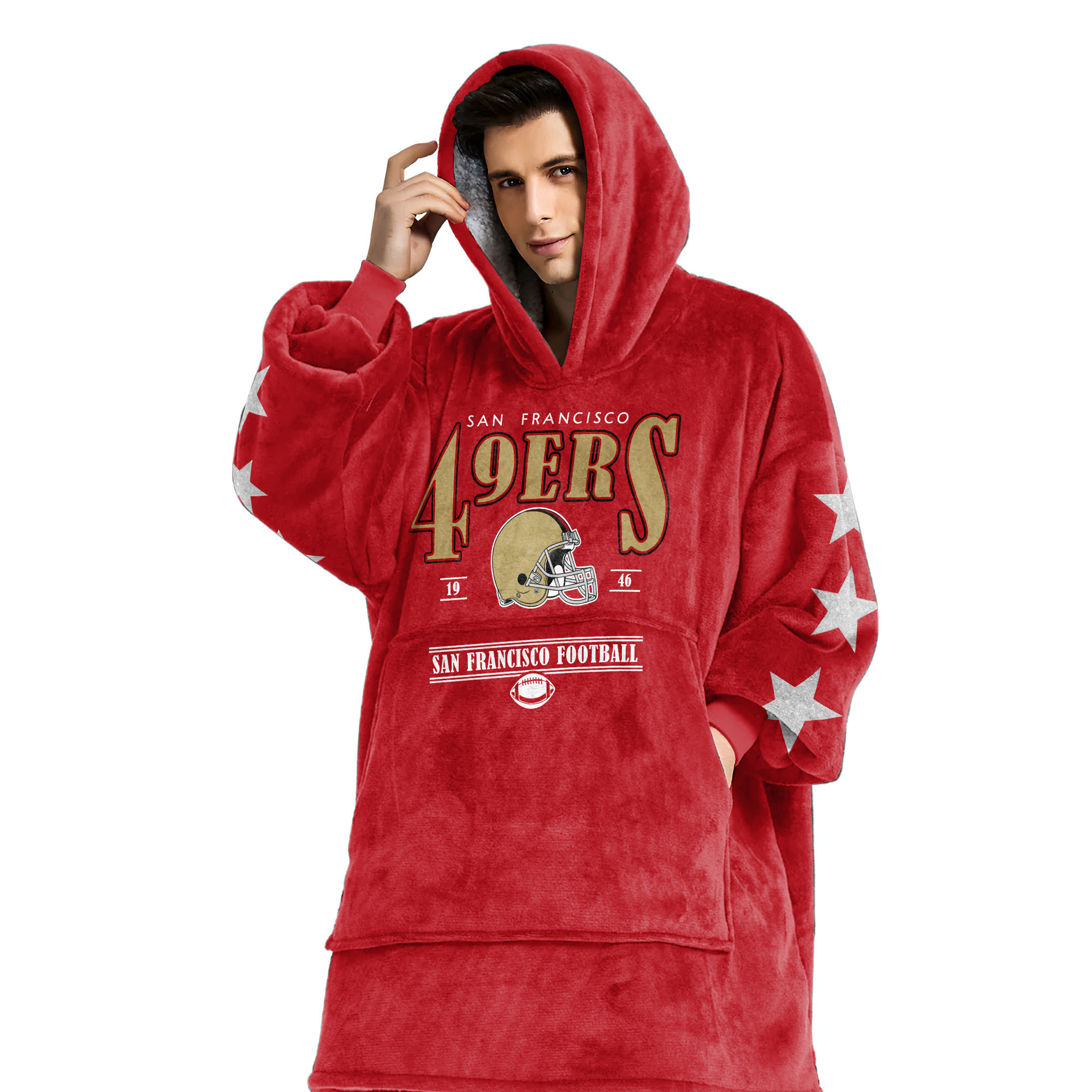 Adult Starry San Francisco 49ers Football Unisex Blanket Hoodie