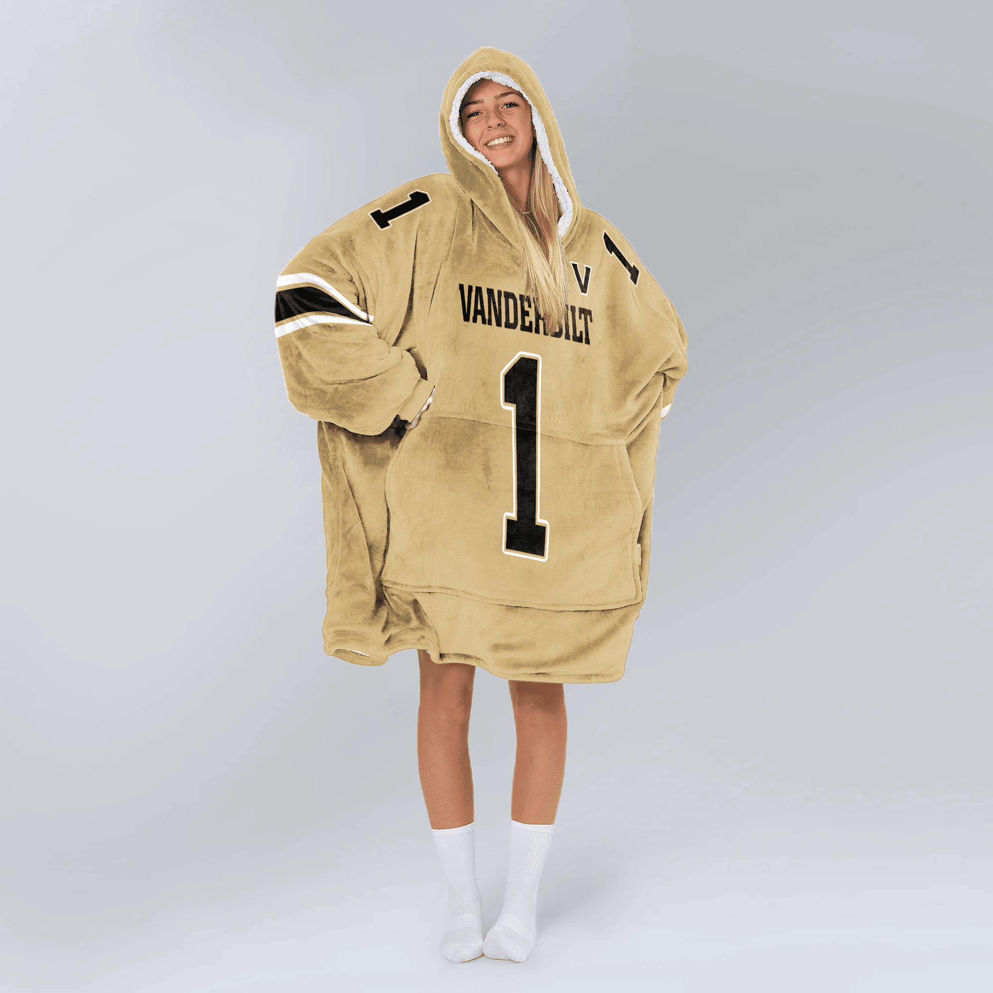 Adult 1 Vanderbilt Football Unisex Blanket Hoodie