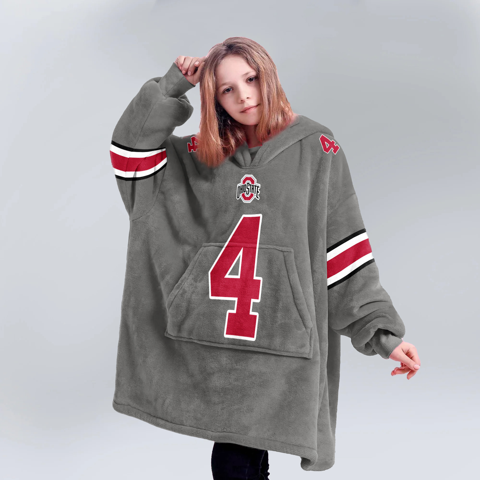 Adult 4 Ohio State Football Unisex Blanket Hoodie