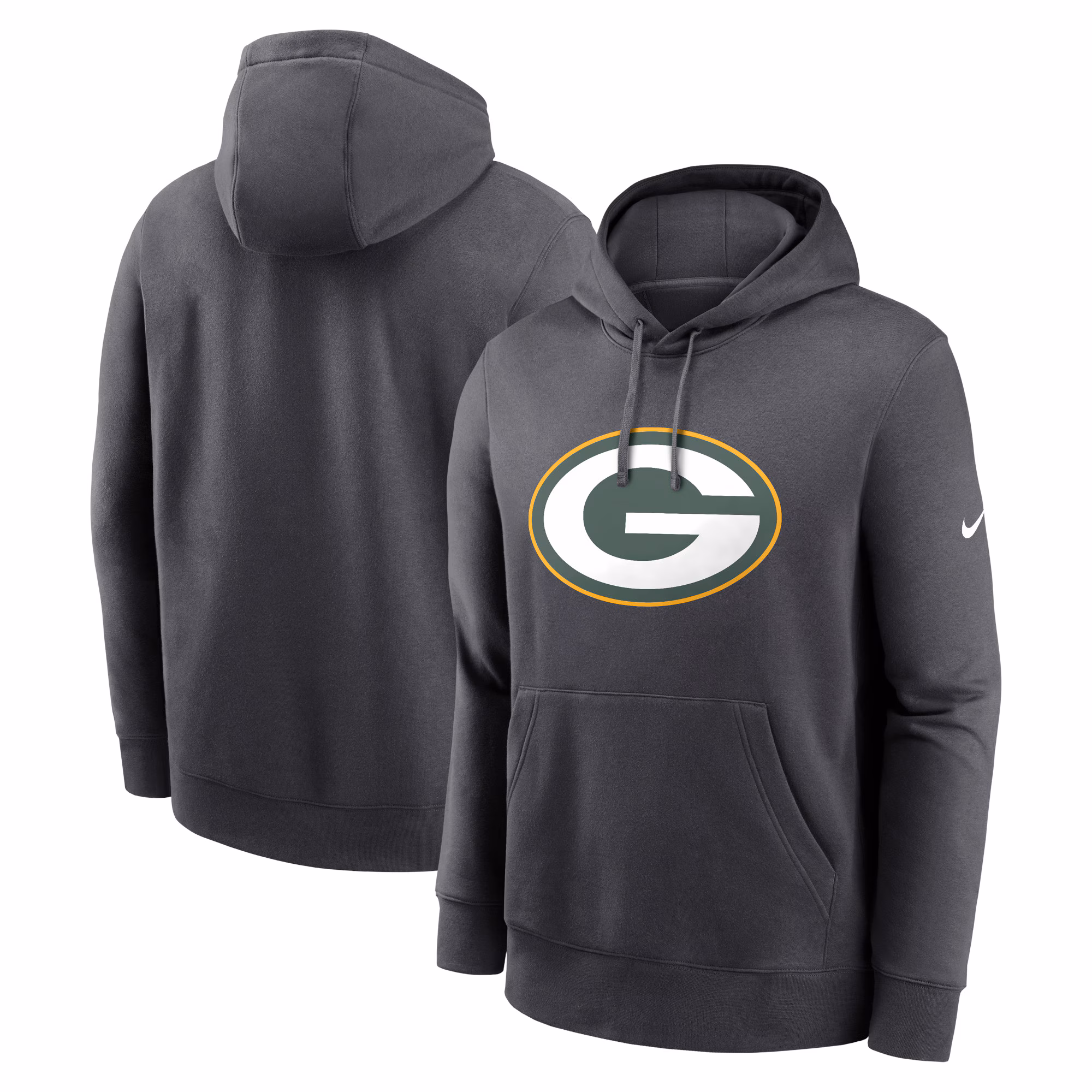 Green Bay Packers Club Logo Pullover Hoodie - Anthracite